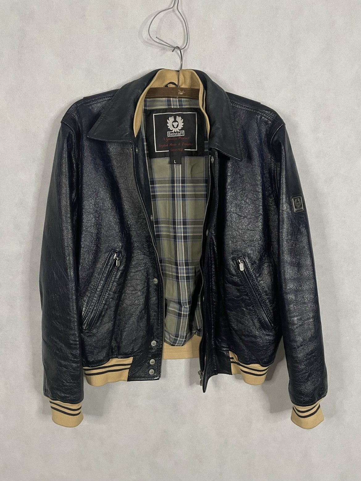 Belstaff × Japanese Brand × Vintage Navy Vintage Y2k 90s Leather Jacket Belstaff UK American USA Size US M / EU 48-50 / 2 - 1 Thumbnail