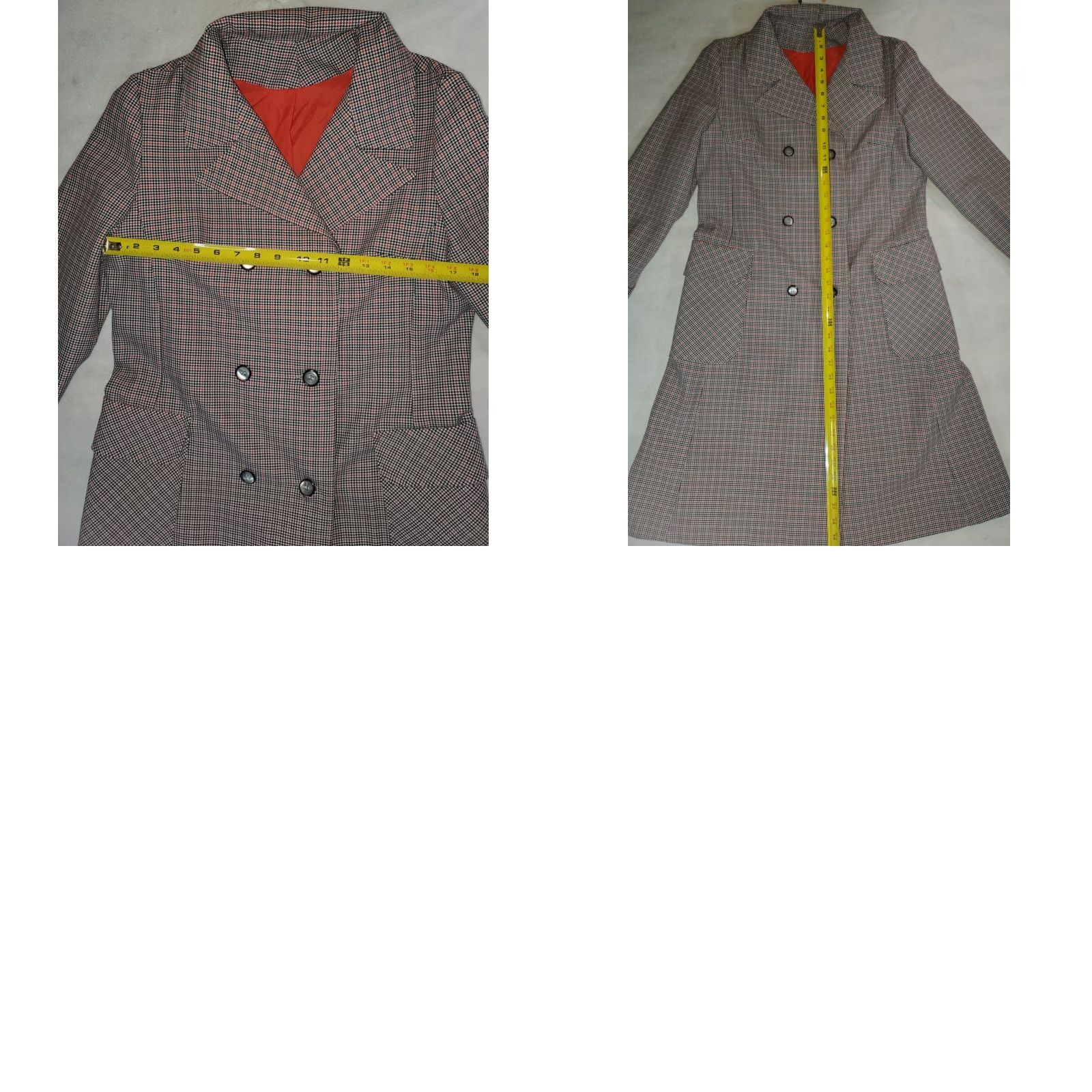 Vintage VINTAGE Cream Overcoat Women Long Houndstooth Red Gray Size L Size L / US 10 / IT 46 - 8 Thumbnail