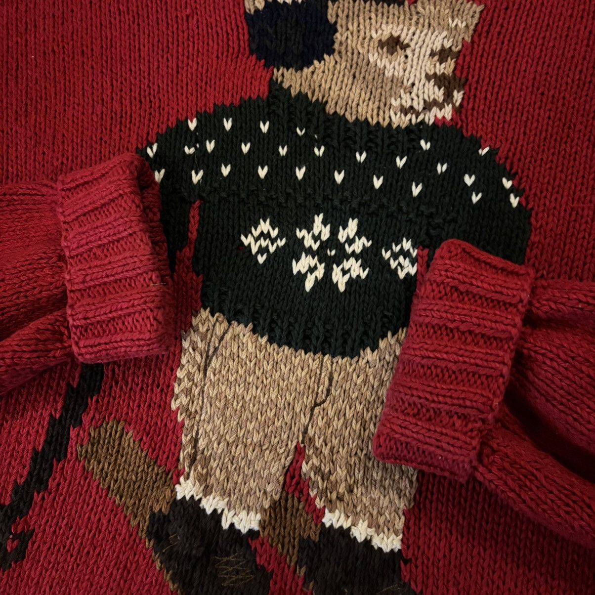 Polo Ralph Lauren × Vintage Vintage 90s Polo Ralph Lauren Polo Bear Skiing Knit Sweater Size US XL / EU 56 / 4 - 3 Thumbnail