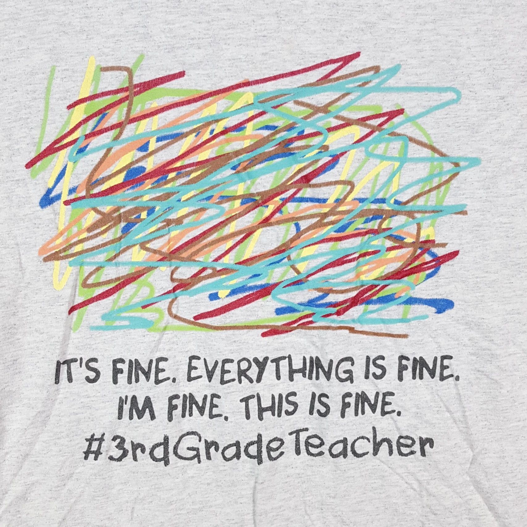 Hanes Funny 3rd Grade Teacher Art Novelty Size XL Retro Crayon Teach T Shirt Gray Size US XL / EU 56 / 4 - 3 Thumbnail