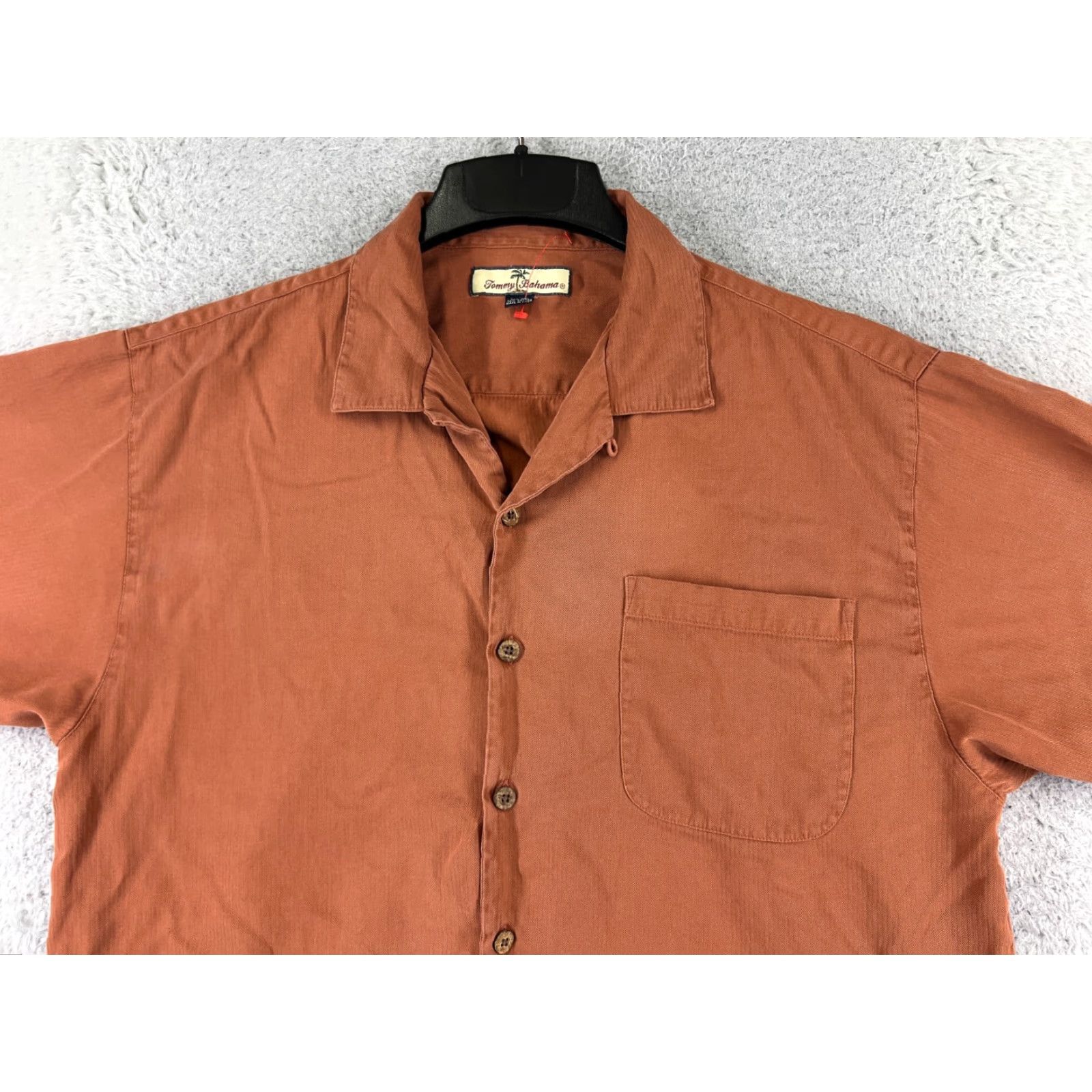 Tommy Bahama Tommy Bahama Shirt Men Large Orange Herringbone Button-Up Casual Beach Resort Aloha 40 in Chest Size US L / EU 52-54 / 3 - 4 Thumbnail