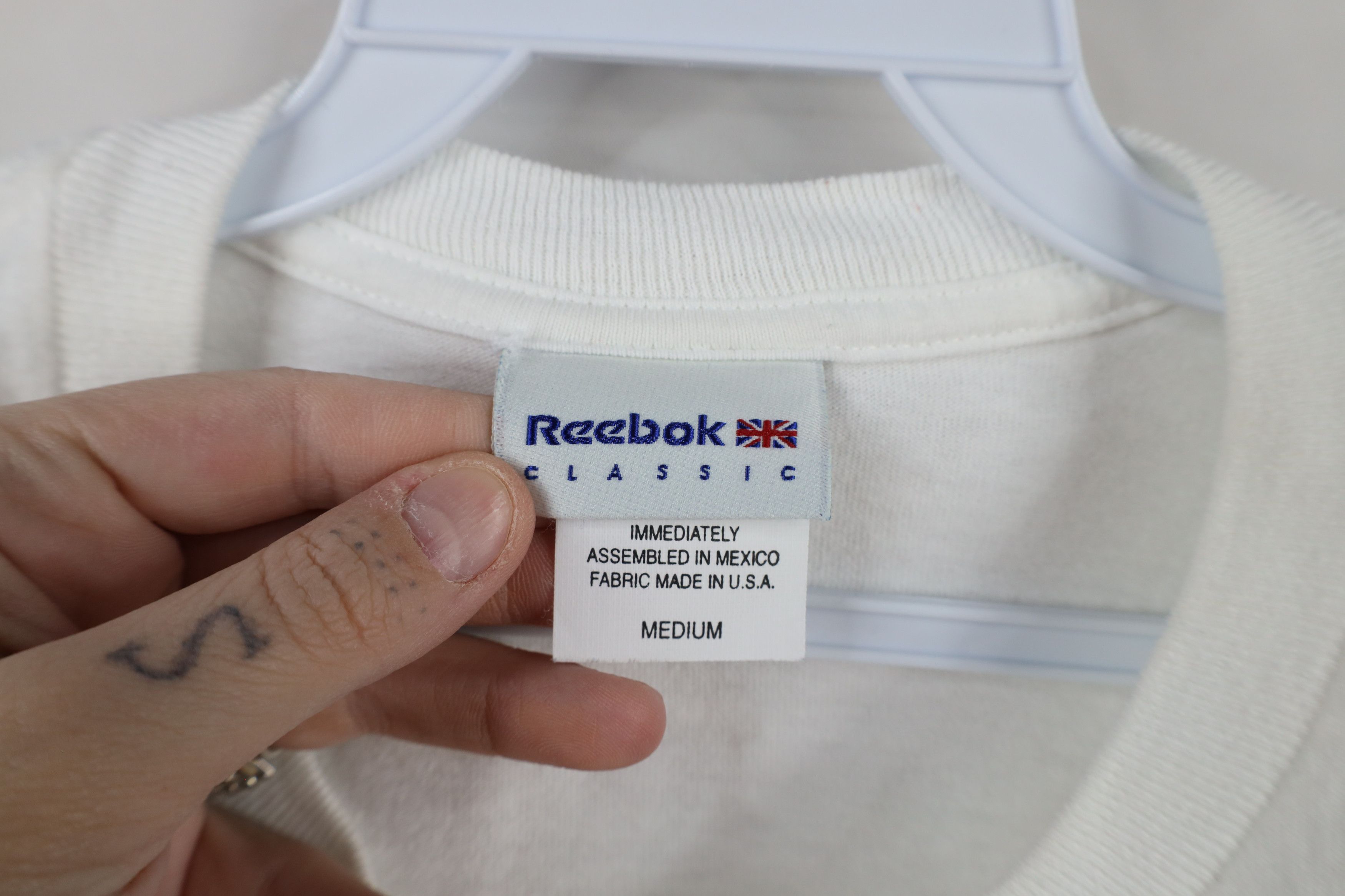 Reebok × Vintage Vintage 90s Reebok Classic Flag Short Sleeve T-Shirt White Size US M / EU 48-50 / 2 - 8 Thumbnail