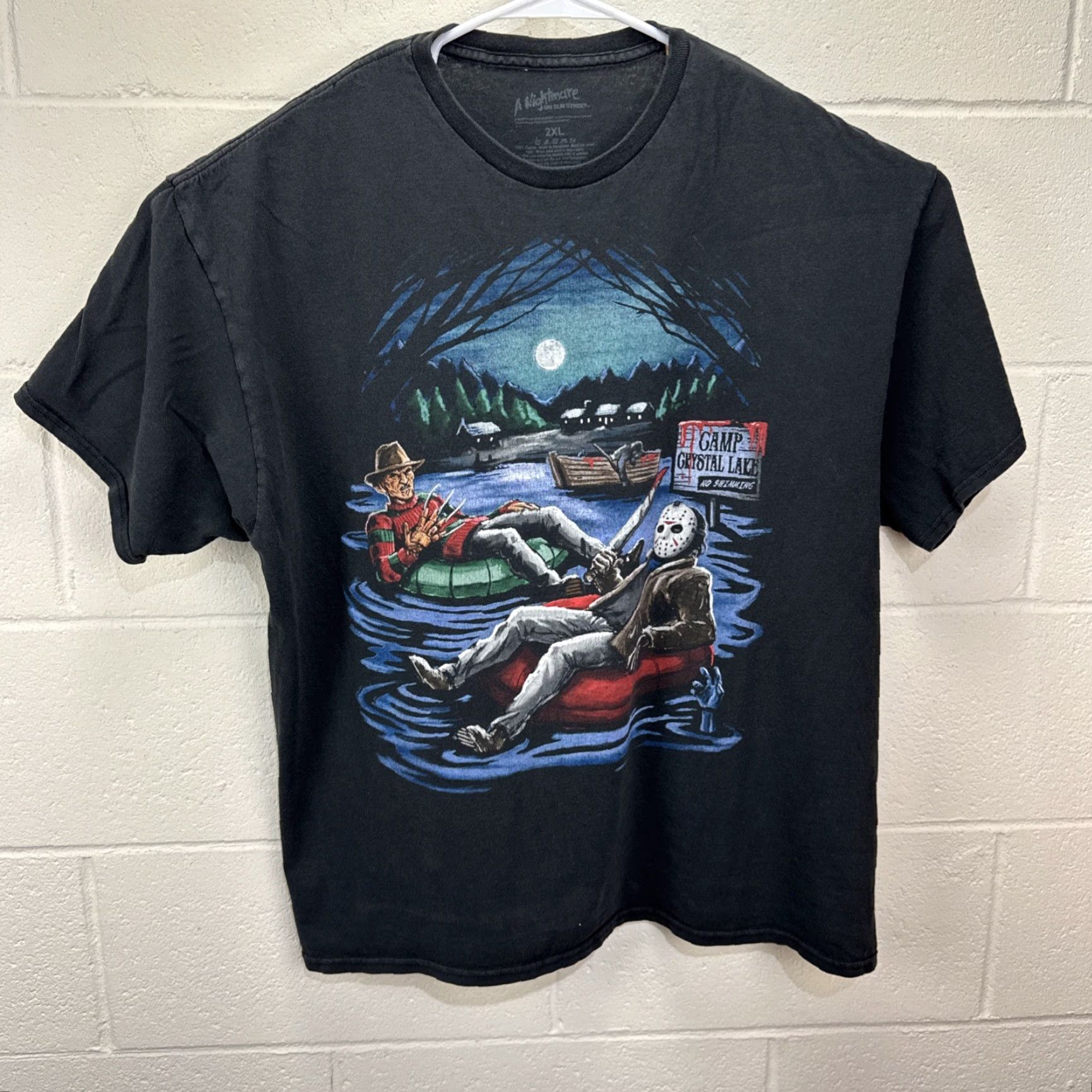 Vintage NIGHTMARE ON ELM STREET Freddy Jason T-Shirt 2XL Black Horror Slasher Mens Size US XXL / EU 58 / 5 - 2 Thumbnail