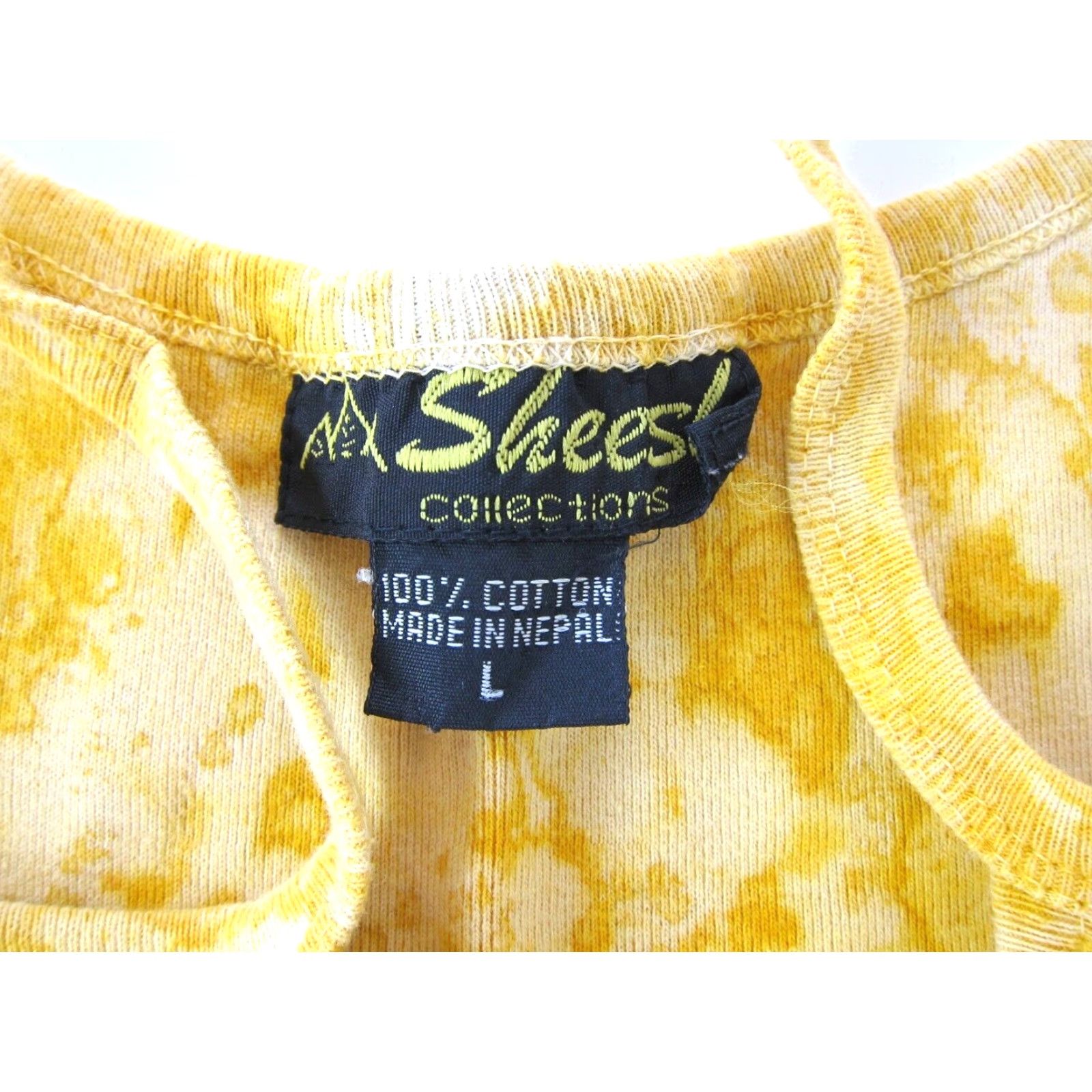 Vintage Vtg Sheesh Connections Nepal Cotton Jersey Yellow Purple Tie Dye Slip Dress M-L Size M / US 6-8 / IT 42-44 - 4 Thumbnail