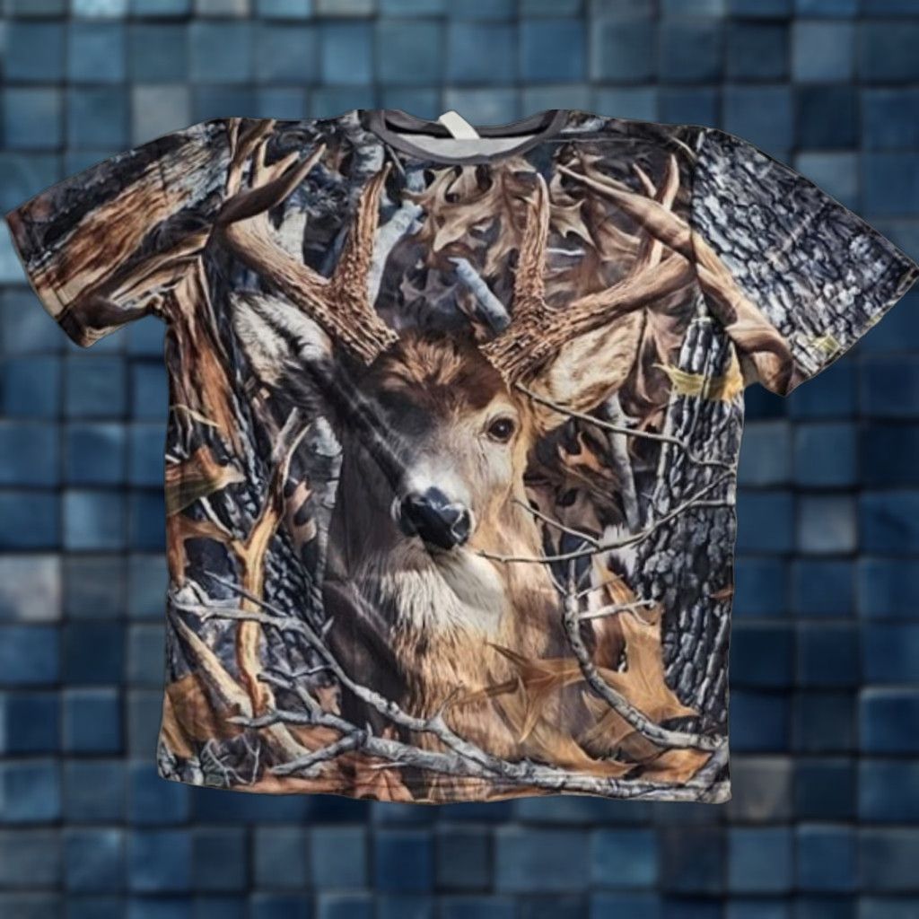 Vintage DEER BUCK HORNS WILD ANIMAL HUNT HUNTER HUNTING FOREST TREE CAMOUFLAGE T-SHIRT Size US M / EU 48-50 / 2 - 1 Thumbnail