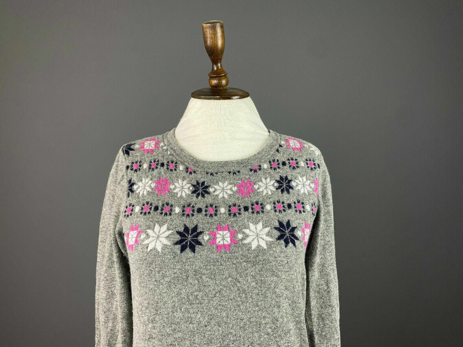 Designer Laura Ashley Gray Floral Wool Sweater Dress US 8 UK 12 Size XL / US 12-14 / IT 48-50 - 2 Thumbnail