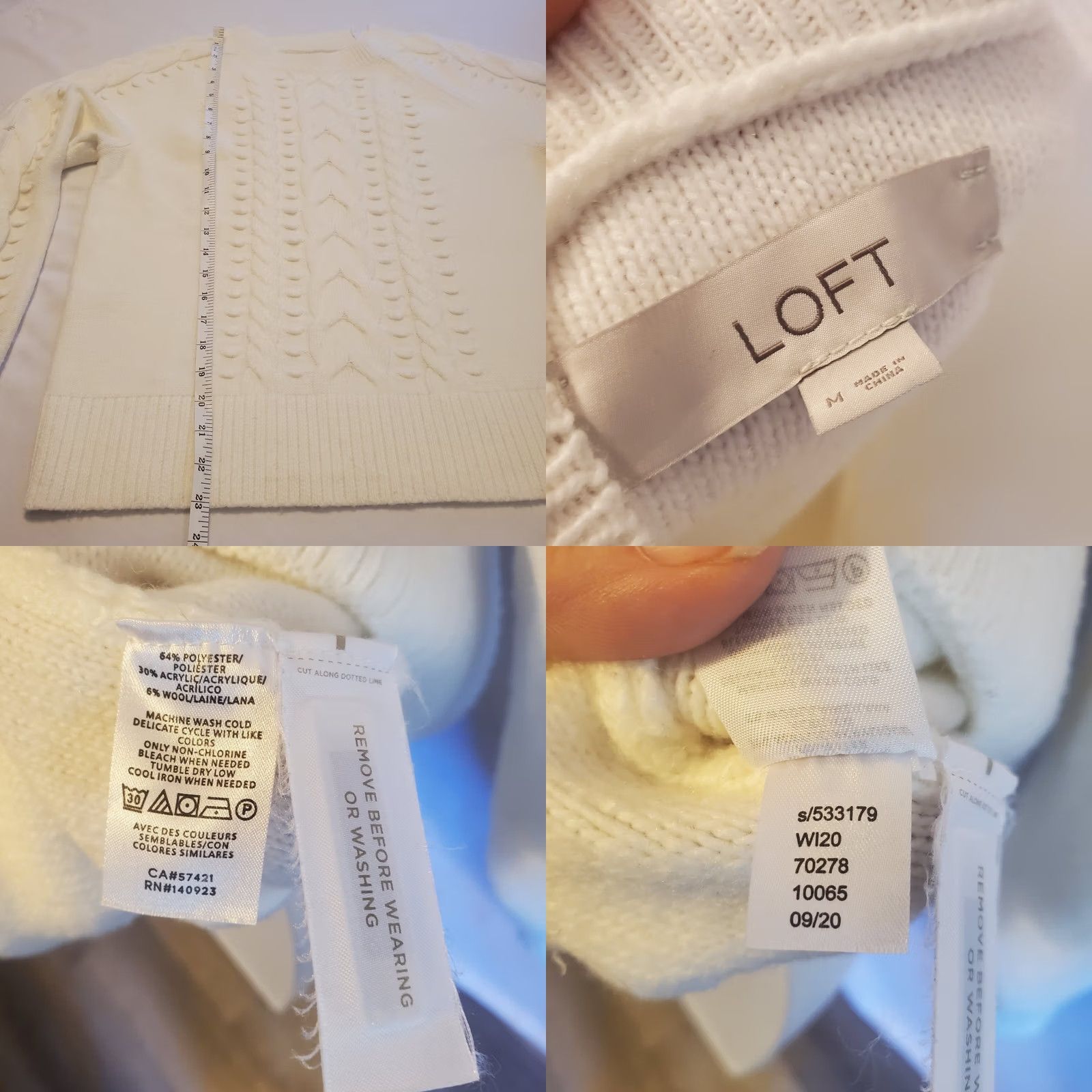 Ann Taylor Ann Taylor White Sweater Womens Sz Medium Cable Knit Soft L/S Winter Warm Size M / US 6-8 / IT 42-44 - 8 Thumbnail