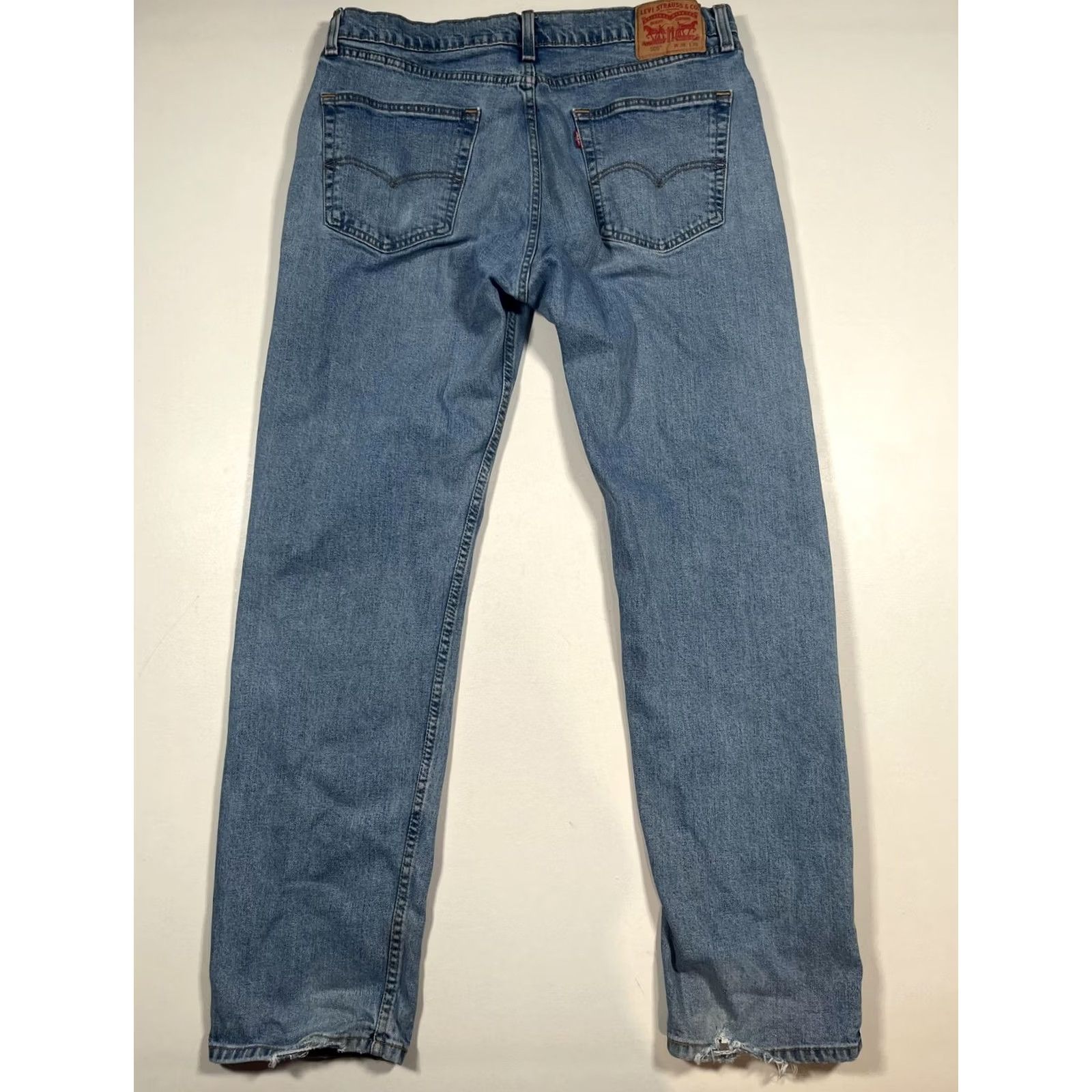 Levi's Levi's 505 Jeans Mens 36x32 Blue Light Wash Denim Regular Straight Leg Distressed Jeans Regular Fit Mens 36x32 Size US 36 / EU 52 - 2 Thumbnail