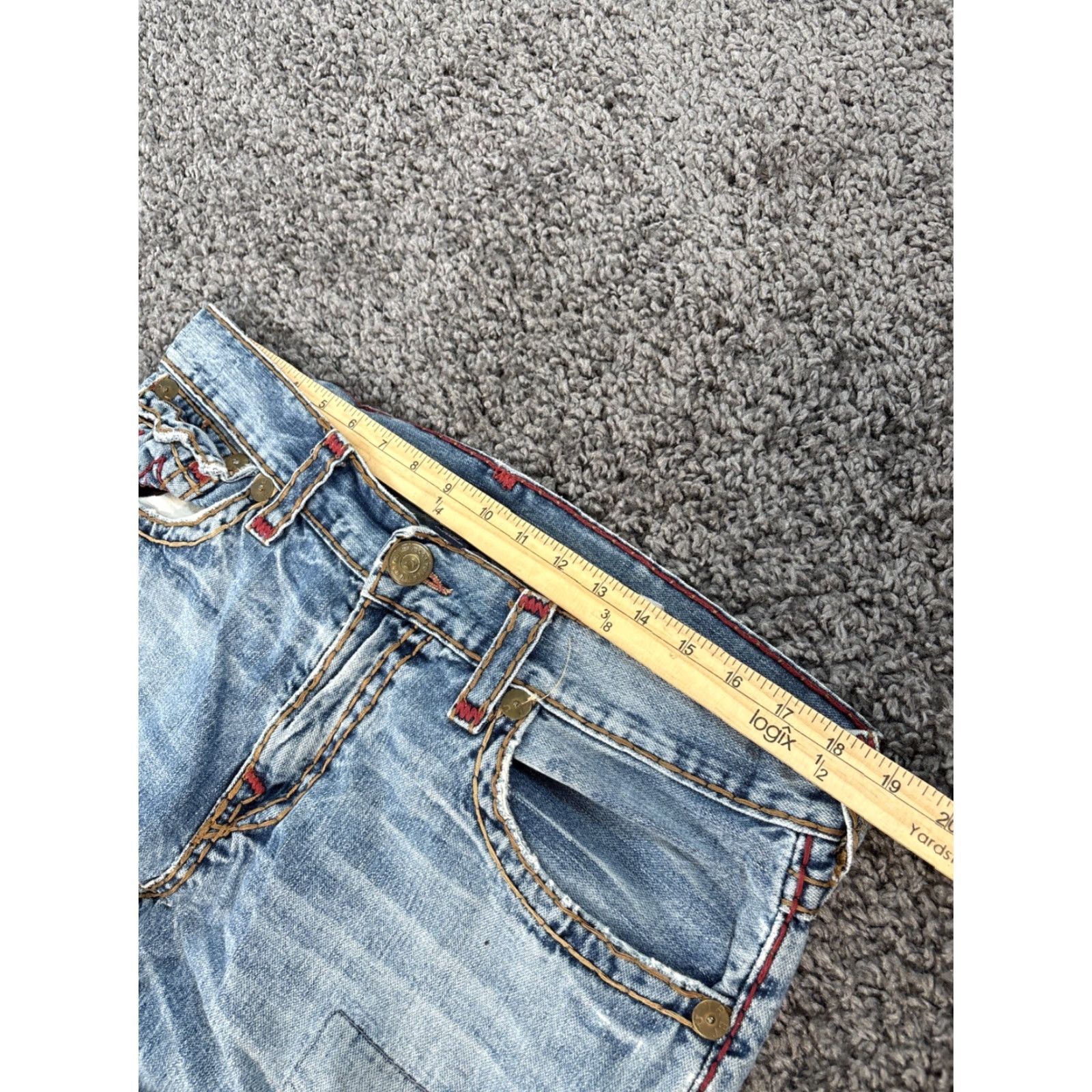 True Religion VINTAGE True Religion Jeans Ricky Straight 34x33 Men Blue Denim 5-Pocket USA Logo Distressed Size US 34 / EU 50 - 4 Thumbnail