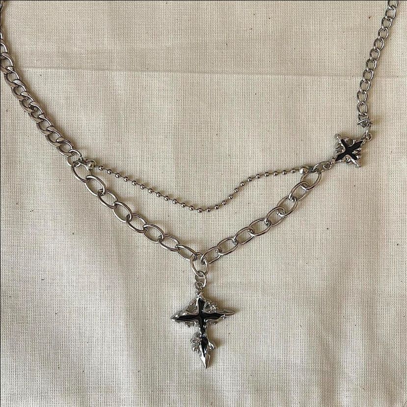 Jewelry 2000s grunge crystal cross pendant necklace Size ONE SIZE - 3 Thumbnail