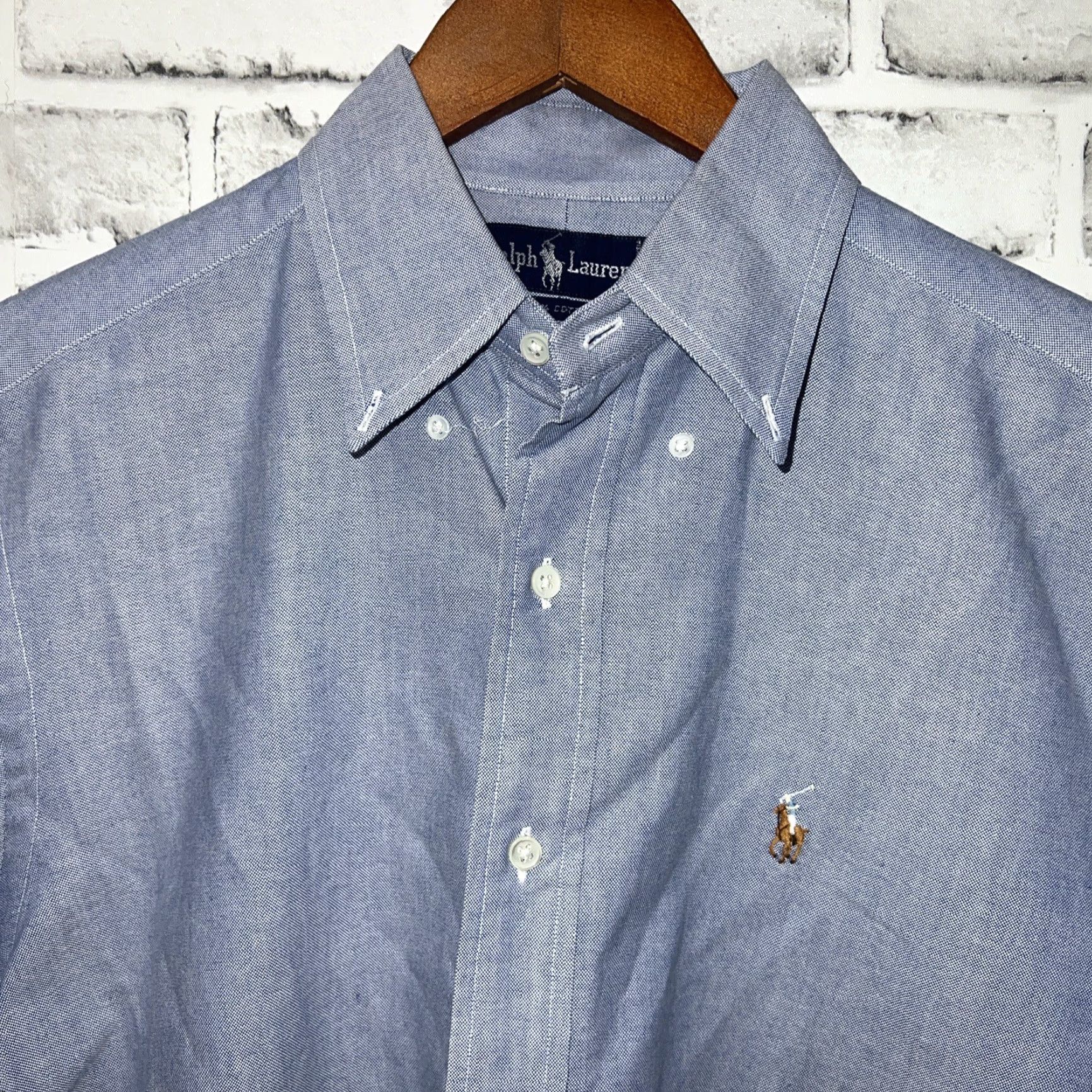 Ralph Lauren RALPH LAUREN Blue Dress Shirt Adult L 15.5-32 Regular Fit Mens Size 42R - 2 Thumbnail
