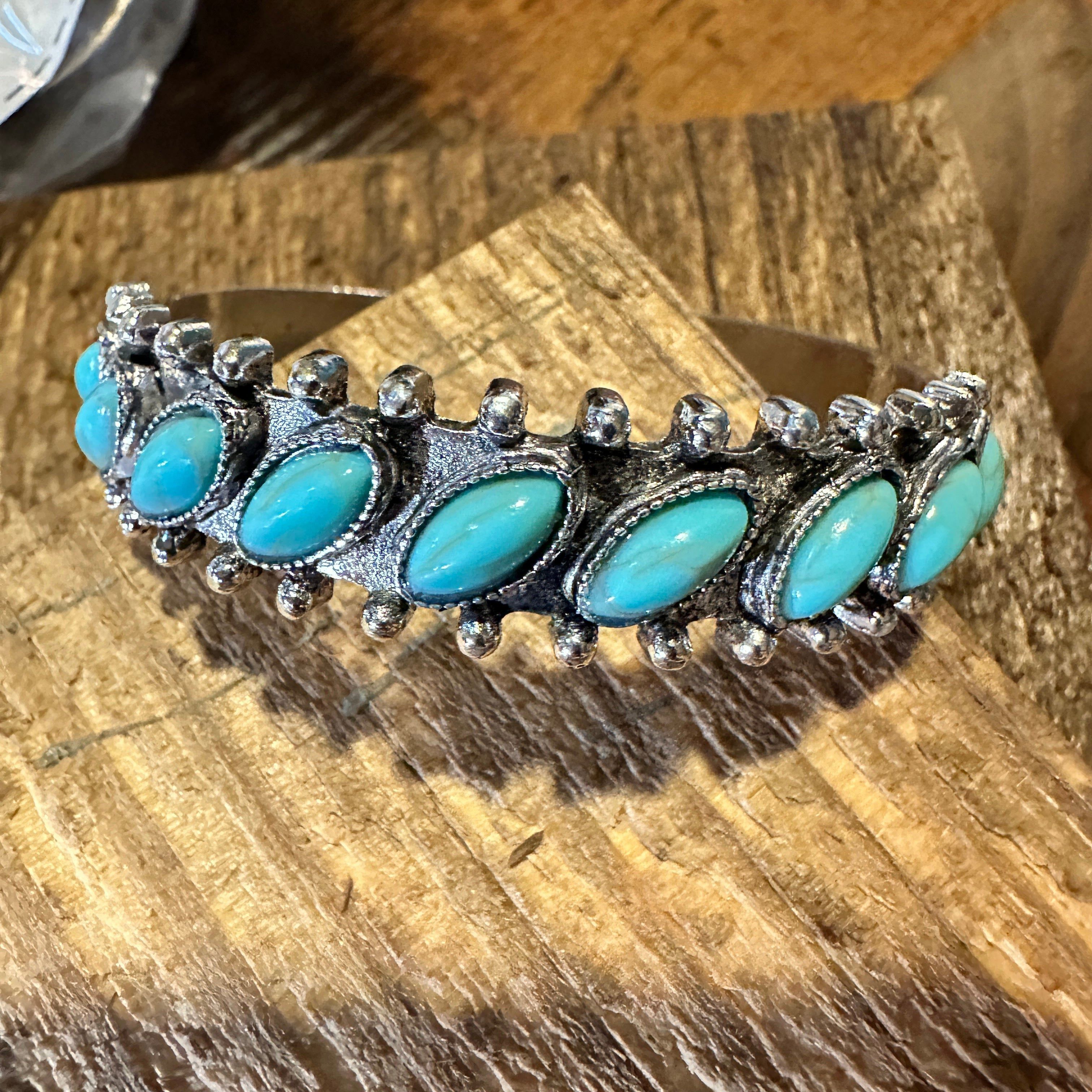 Other Boho Chic Vintage Southwestern Turquoise Open Cuff Bangle, T Size ONE SIZE - 6 Thumbnail