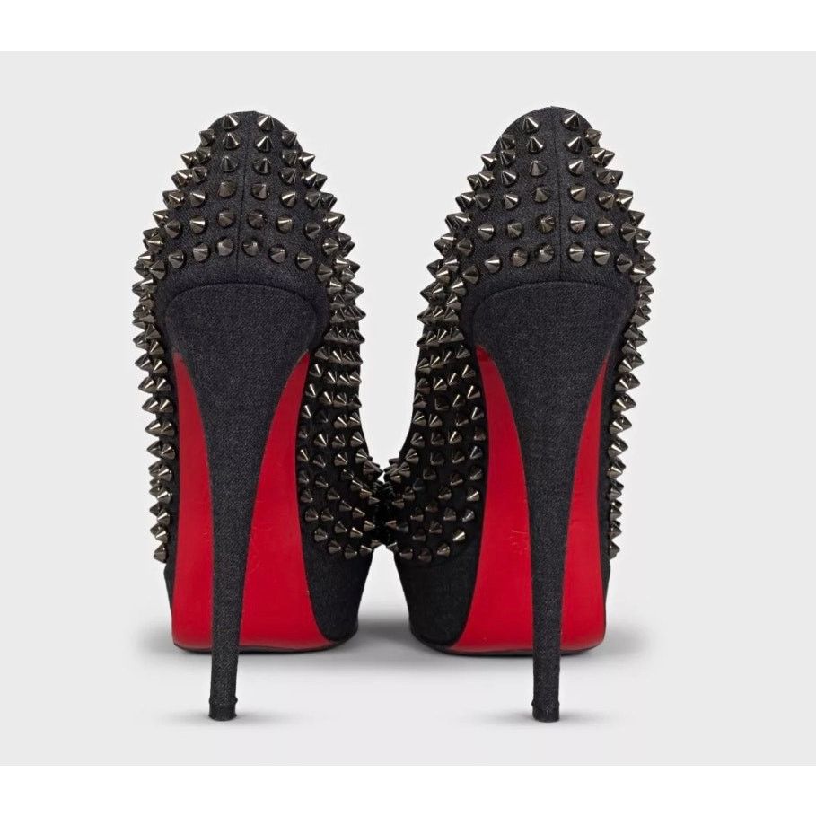 Christian Louboutin Christian LouboutinDenim Lady Peep Spikes Heels Sz. 39.5 Size US 8.5 / IT 38.5 - 4 Thumbnail