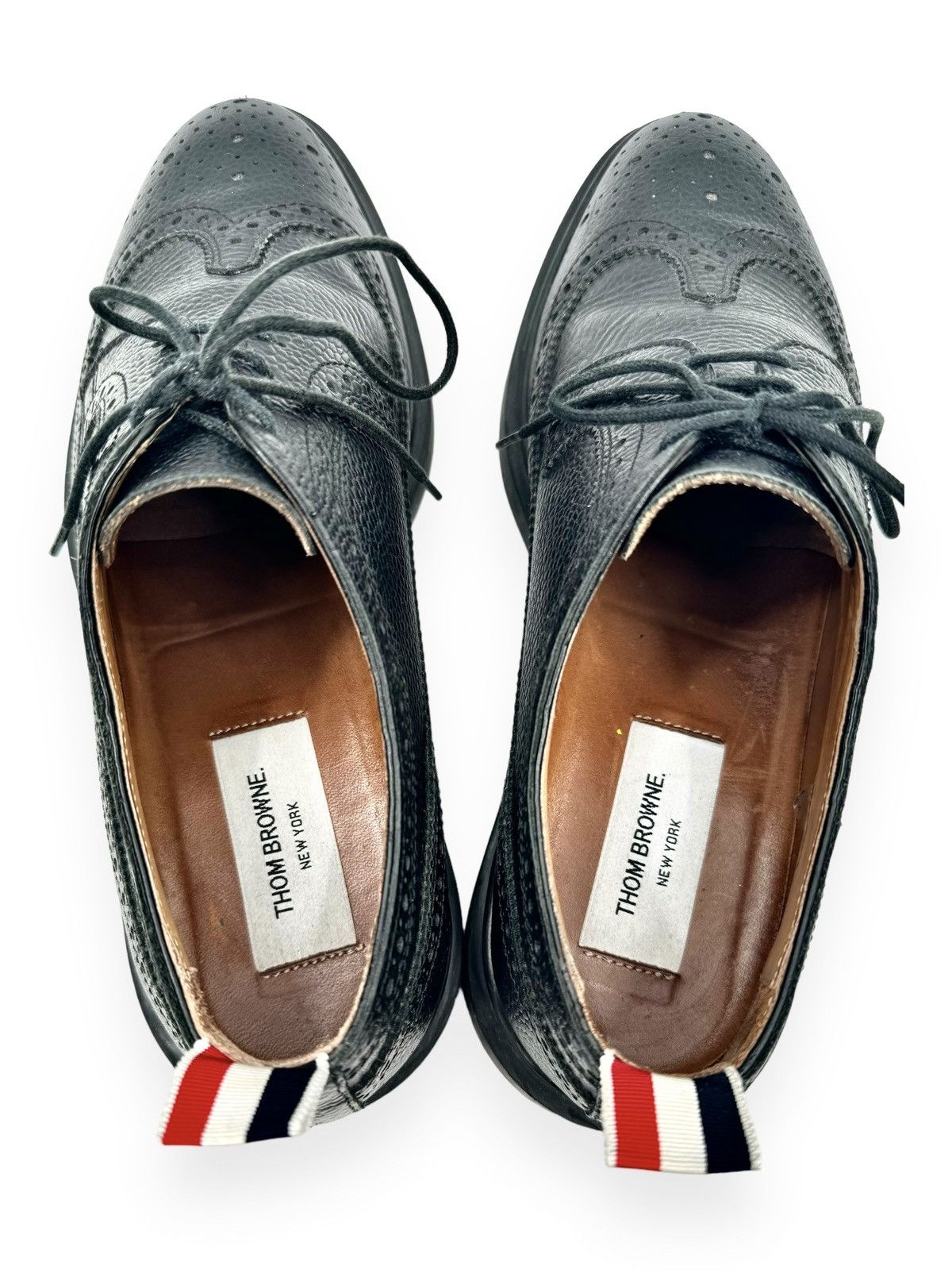 Thom Browne FW14 Black Pebble Grain Leather Brogues Oxford Derby Shoes Size US 8 / EU 41 - 7 Thumbnail