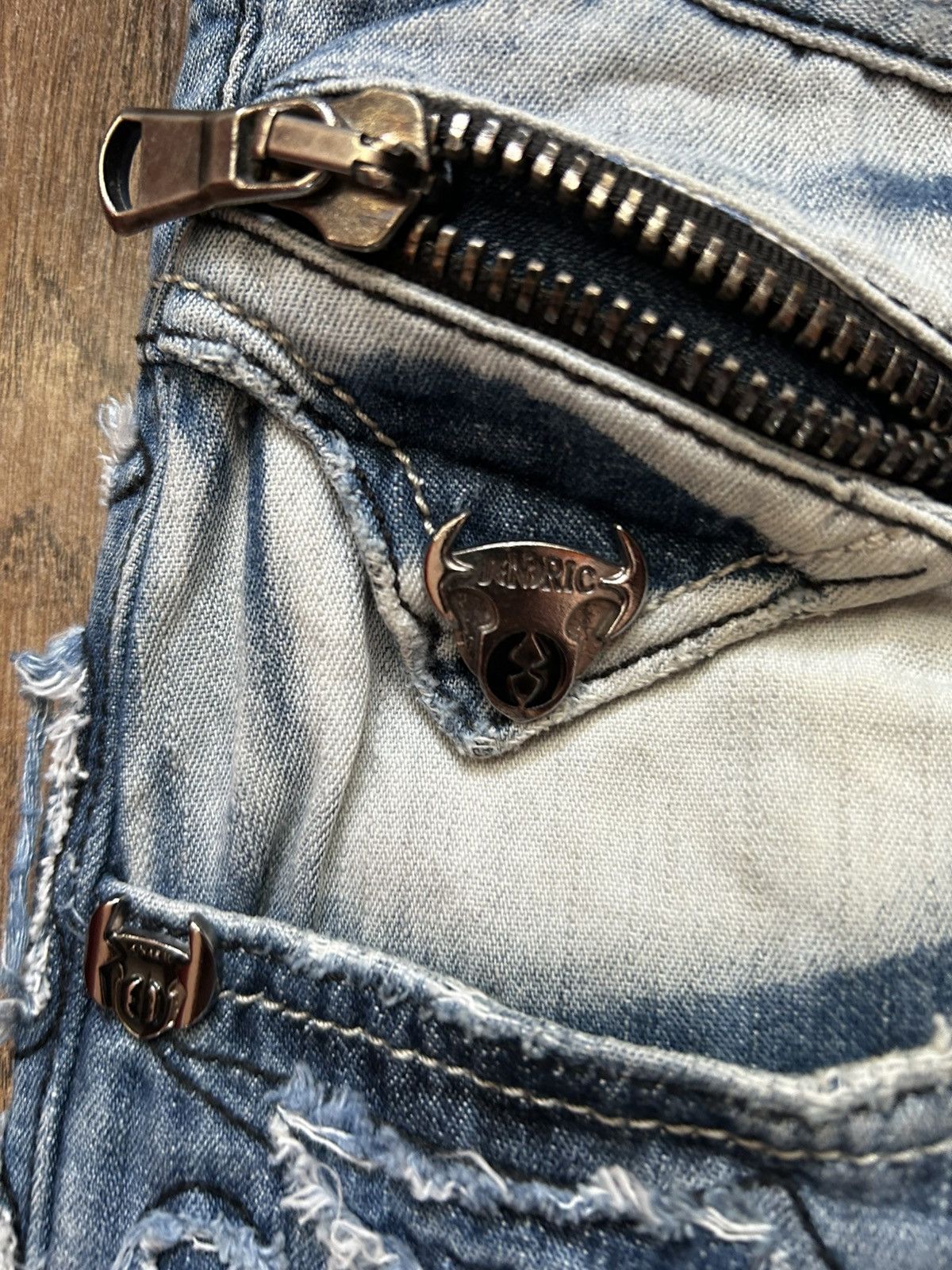 If Six Was Nine Vintage Jeneric patched distressed moto denim jeans Size US 32 / EU 48 - 6 Thumbnail