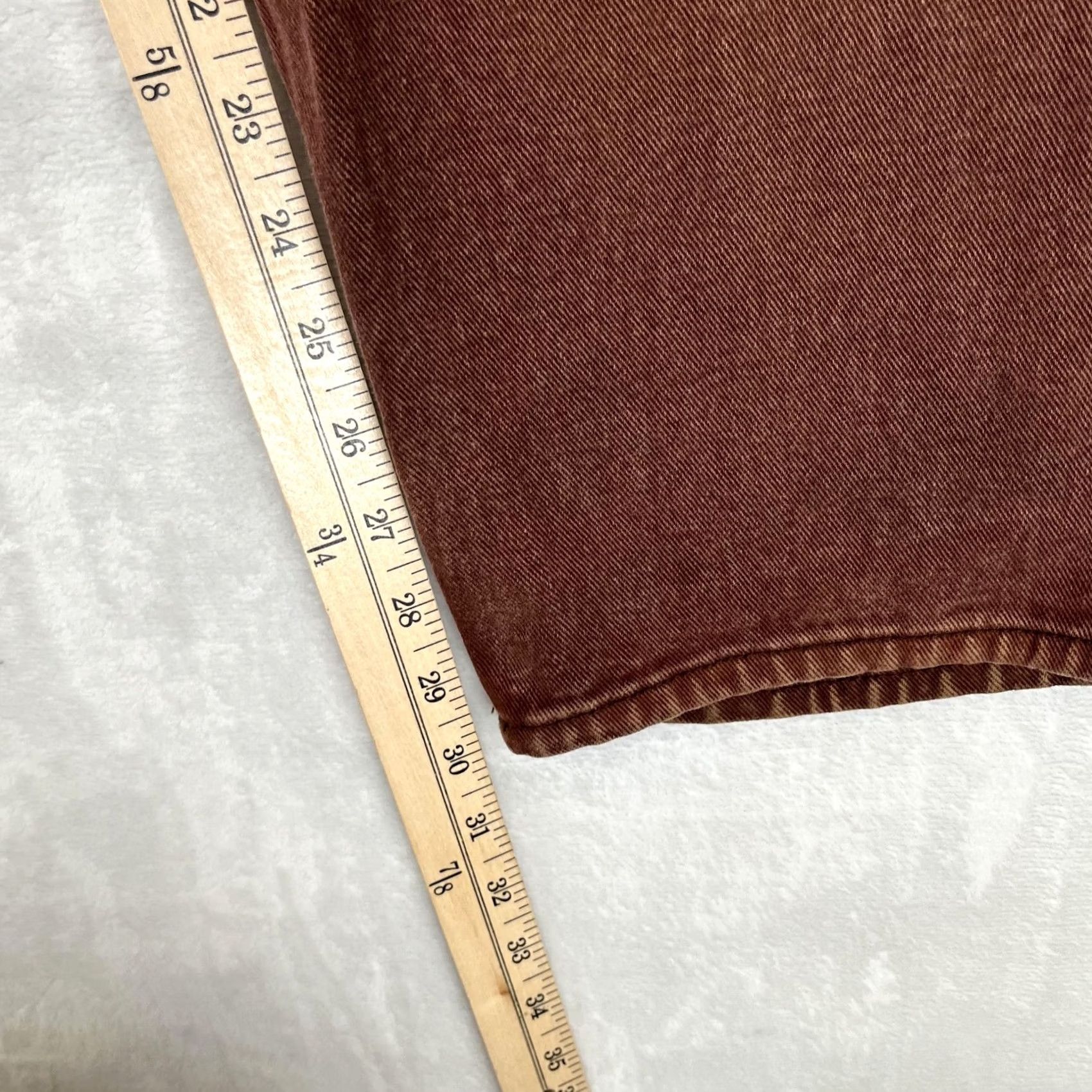 Denime VINTAGE LA Gate Jeans Mens 30x30 Brown Relaxed Tapered Denim Made 90s READ Size US 30 / EU 46 - 2 Thumbnail