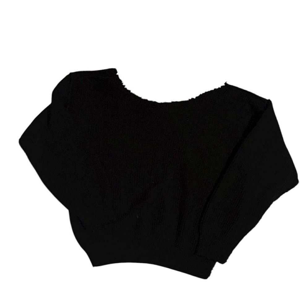 Other Y2K Scoop Neck Black Knit Sweater Grunge Loose Oversized M/L Size L / US 10 / IT 46 - 2 Thumbnail