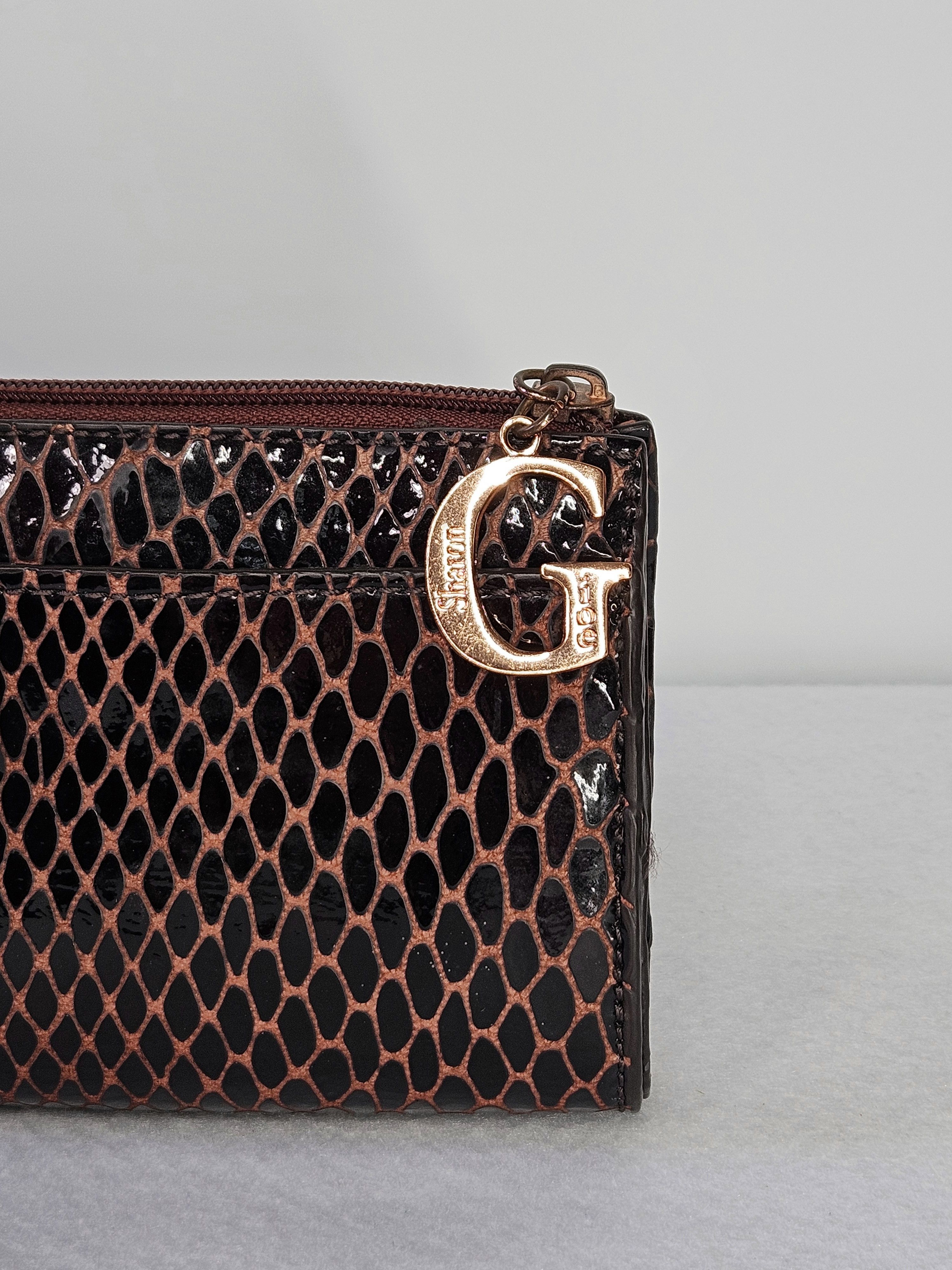 Other Sharon Gioe 8x4.5x2" Wallet Leather Embossed Snake Burgundy Size ONE SIZE - 8 Thumbnail
