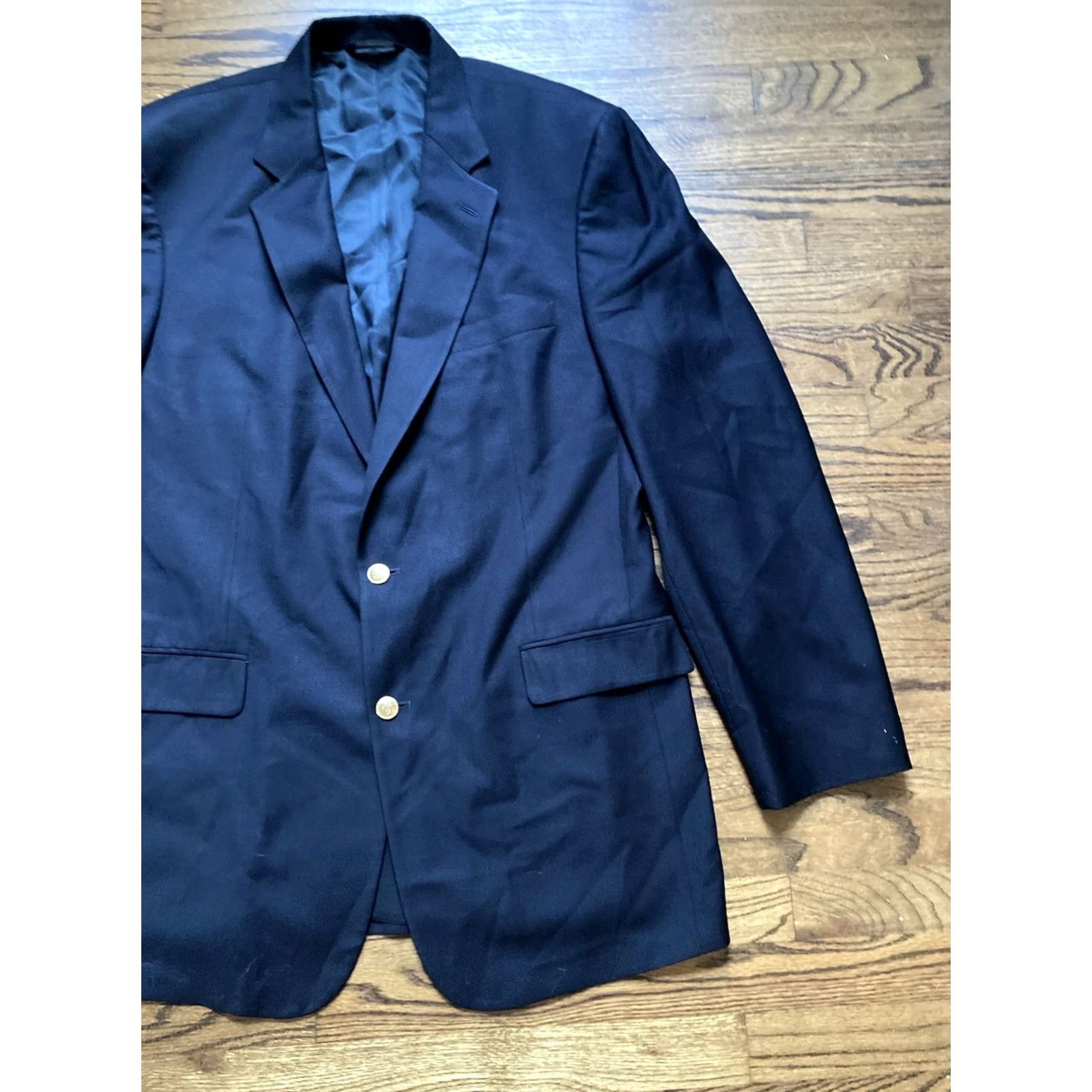 Brooks Brothers VINTAGE Brooks Brothers Brooksease Mens Blazer 44 Extra Long Black Gold Button Wool Blazer Men Size 44R - 3 Thumbnail