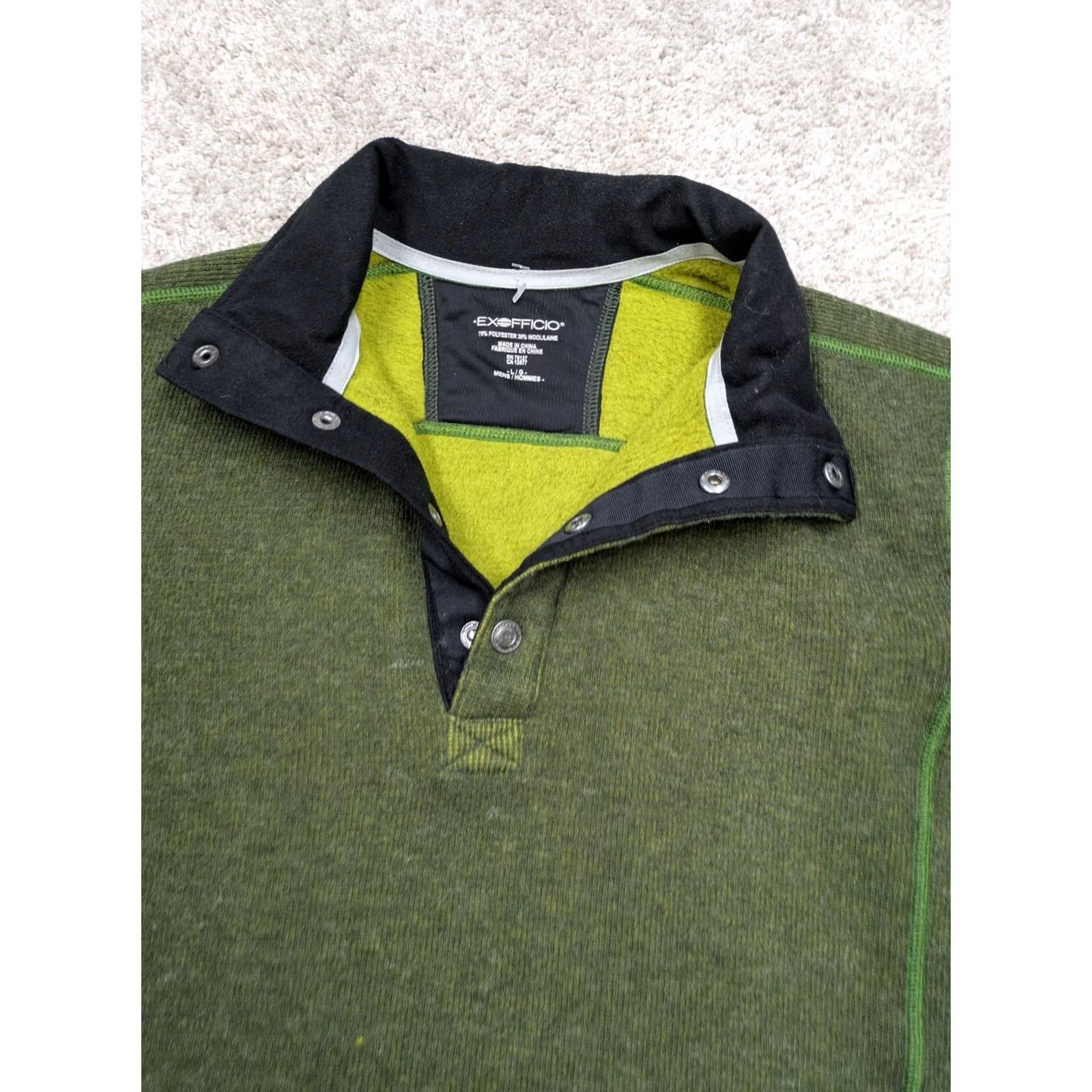 ExOfficio ExOfficio Jacket Mens L Large Green Pullover Wool Blend Quarter 1/4 Snap Size US L / EU 52-54 / 3 - 2 Thumbnail