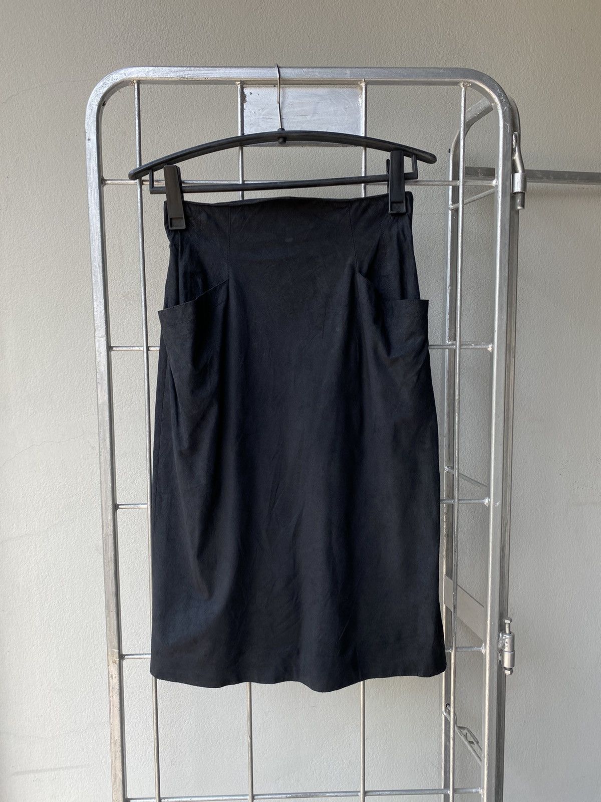 Dior Christian Dior Black Fux Leather Skirt with Pockets. Size 27" / US 4 / IT 40 - 1 Thumbnail