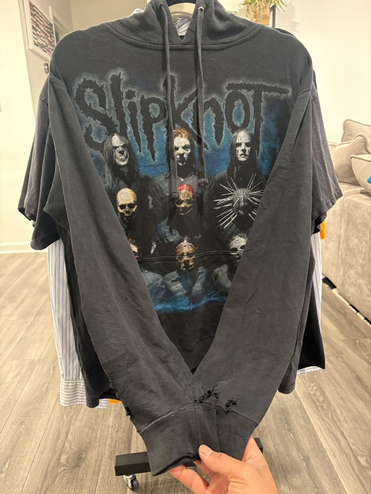 Band Tees 2006 slipknot hoodie thrashed Size US L / EU 52-54 / 3 - 2 Thumbnail