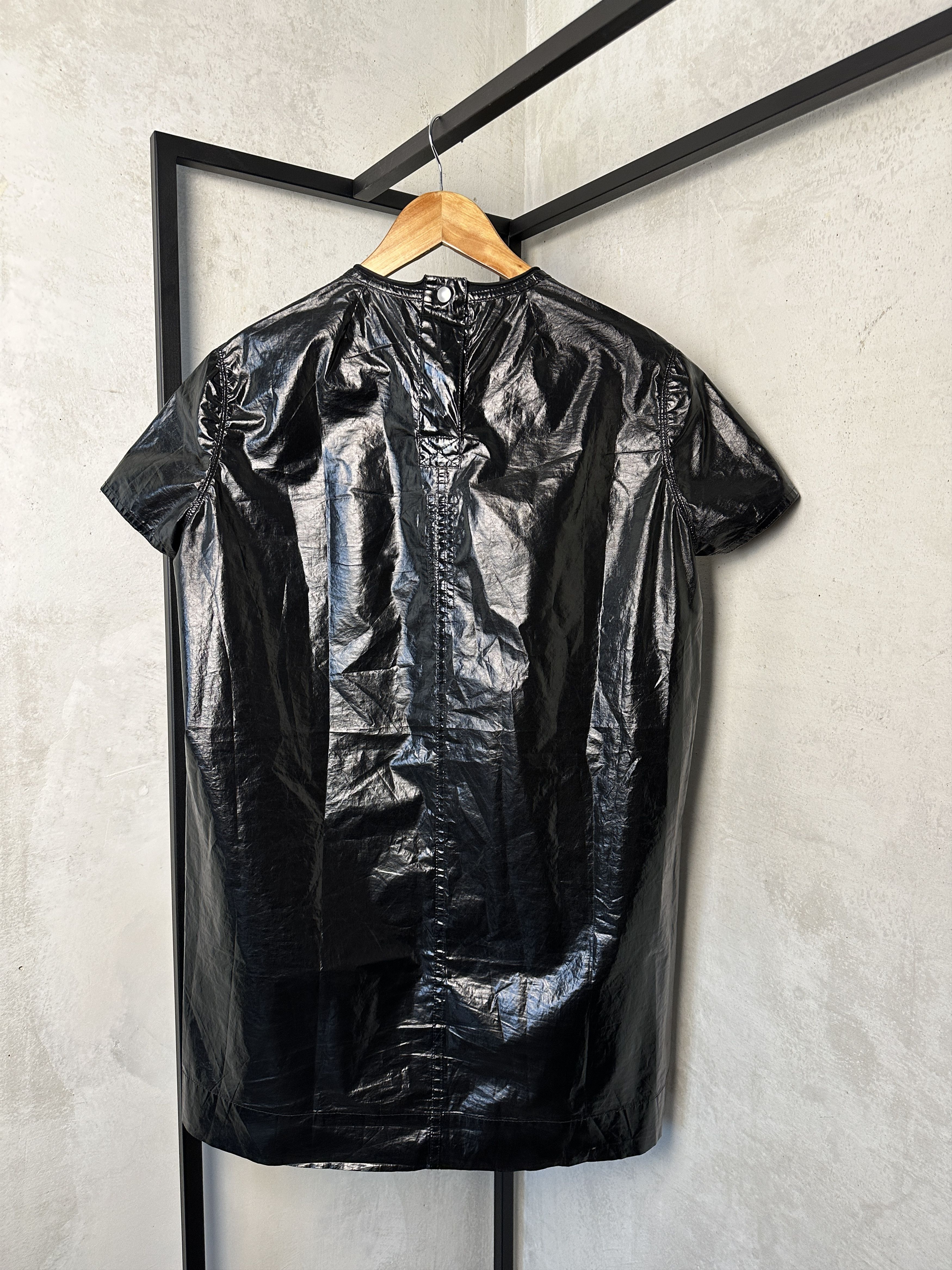 RICK OWENS DRKSHDW COATED TUNIC T-SHIRT DRESS IN BLACK