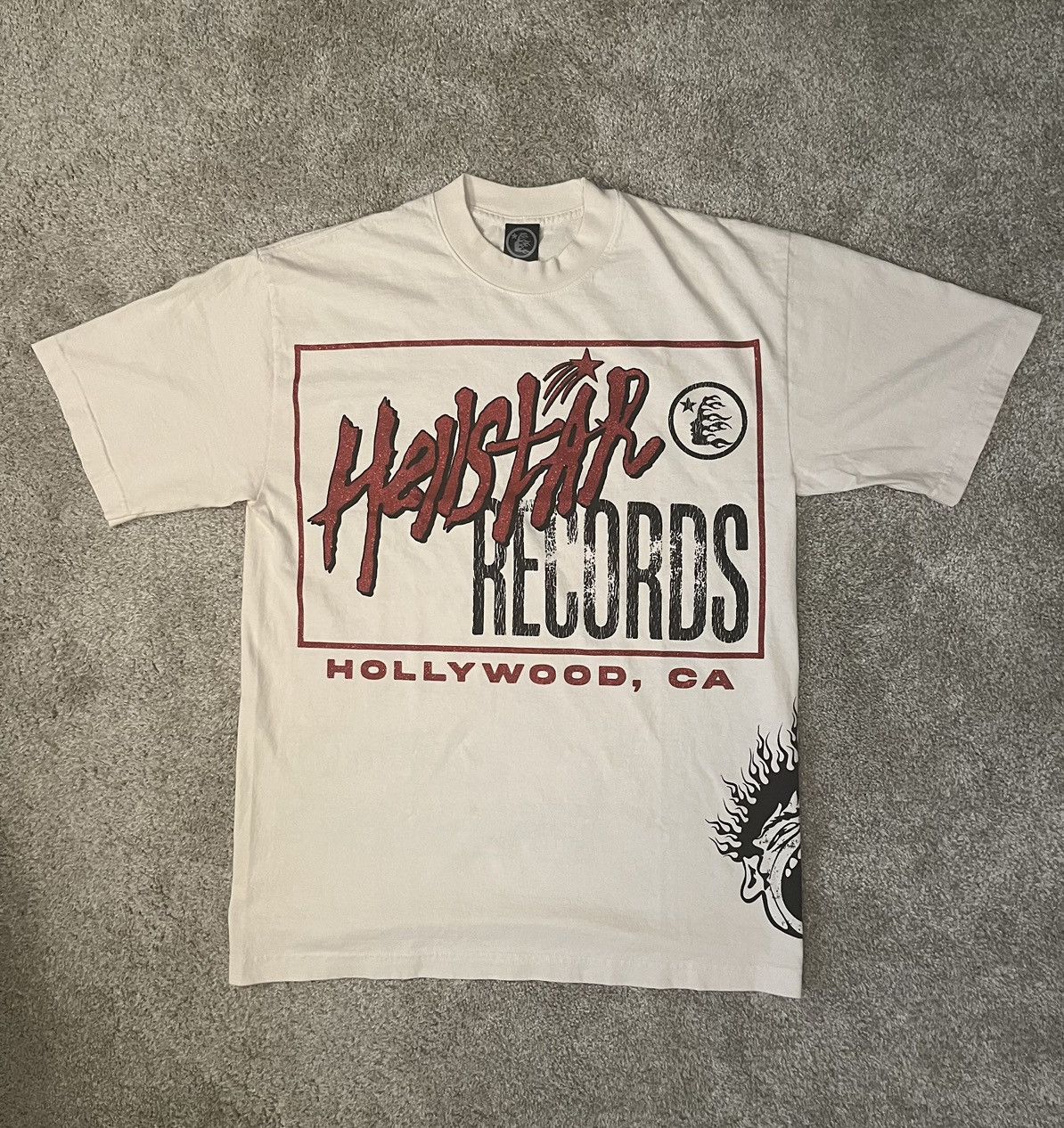 image of Hellstar Record T-Shirt in Cream, Men's (Size XL)