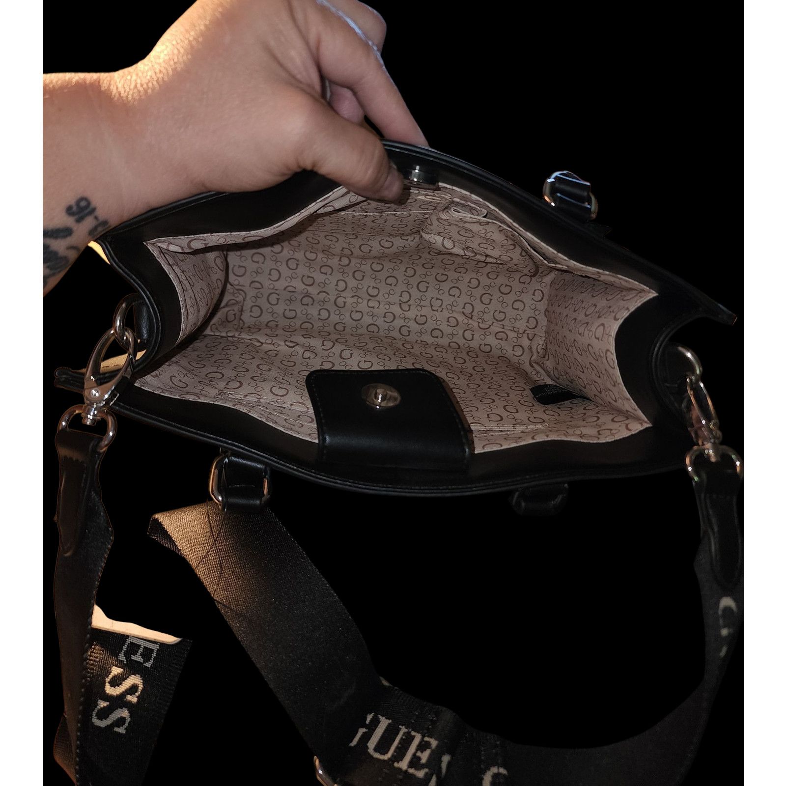 Guess Guess Finianan black faux leather satchel crossbody bag Size ONE SIZE - 5 Thumbnail