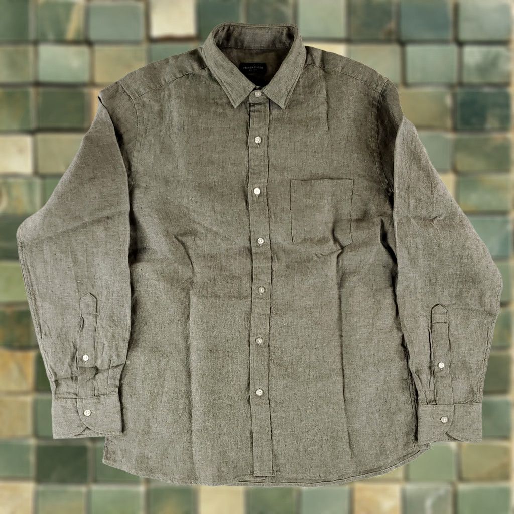 Proper Cloth Proper Cloth Button Up Shirt 100% Linen Long Sleeve Gray Mens M Slim Fit Shirt Size US M / EU 48-50 / 2 - 1 Thumbnail