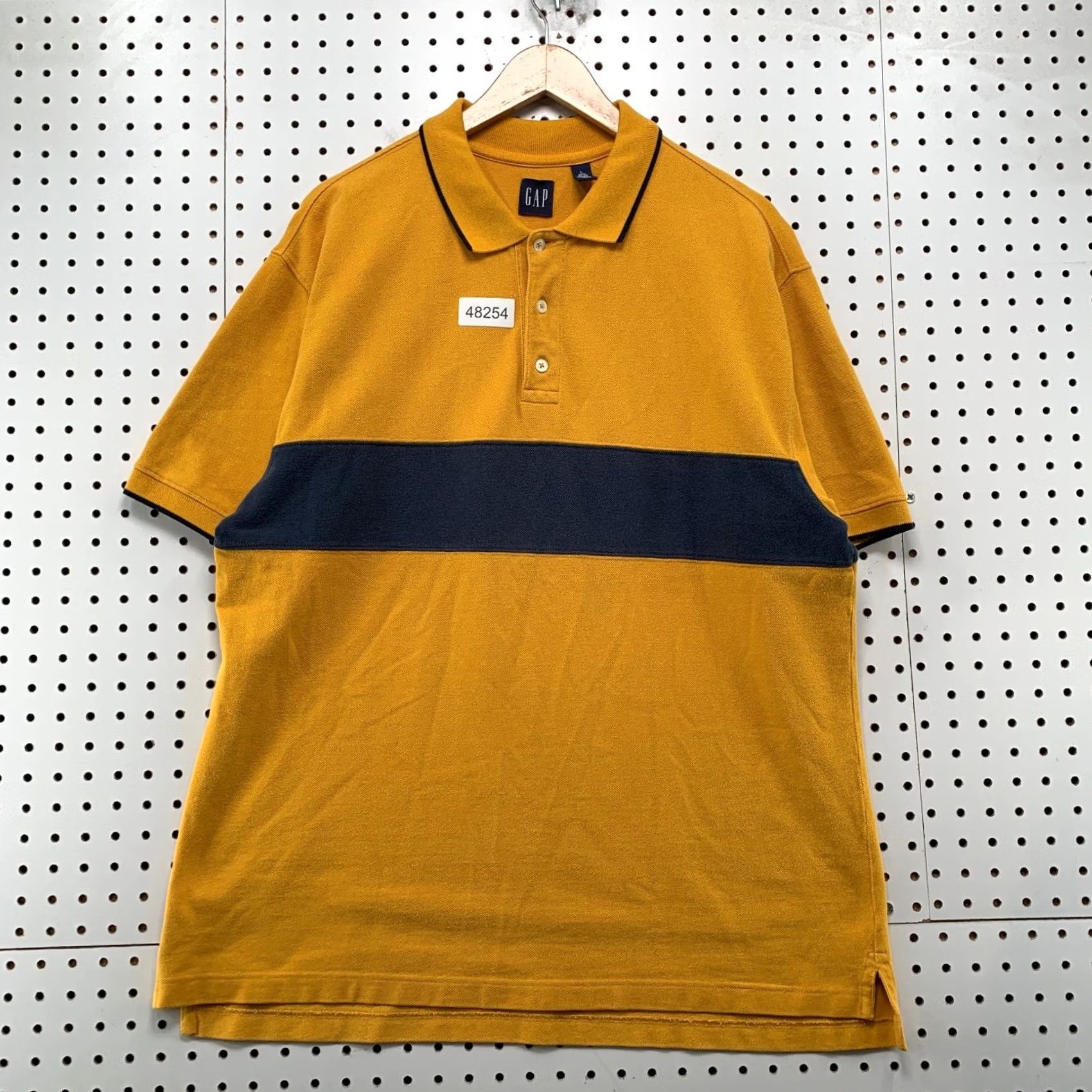 Gap GAP Polo Shirt Mens L Mustard Yellow Striped 90s Vintage Cap Collared Short Sleeve Polo Mens Size US L / EU 52-54 / 3 - 3 Thumbnail