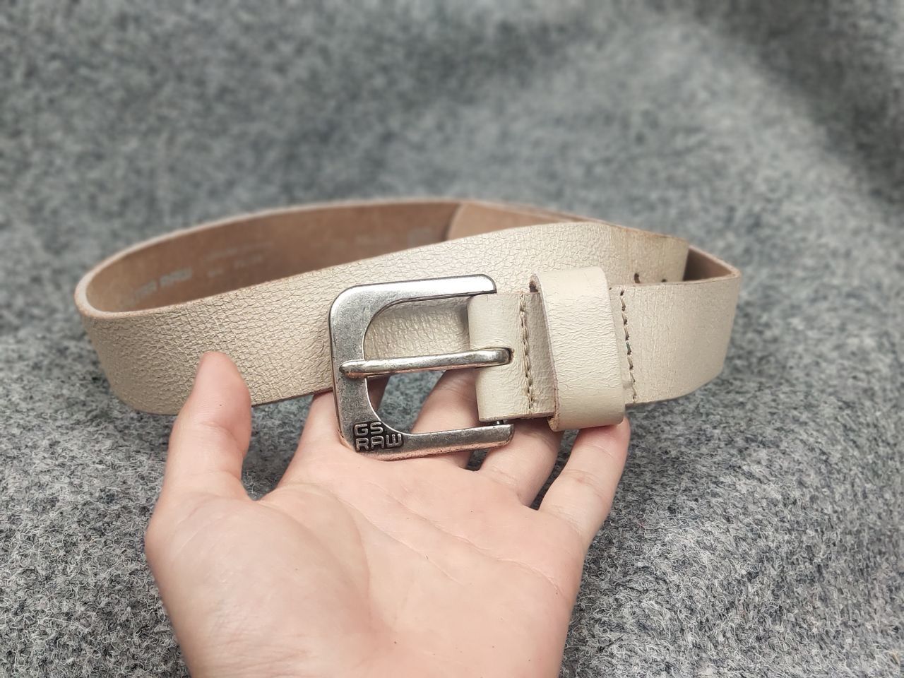 G-Star G Star raw Beige Leather Mini Logo Vintage Style Y2K Belt Size ONE SIZE - 4 Thumbnail