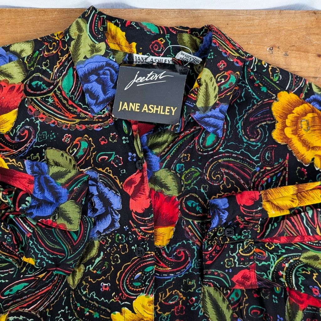 Vintage Deadstock Jane Ashley Paisley Beaded Rayon Oversized Shirt L Size L / US 10 / IT 46 - 6 Thumbnail