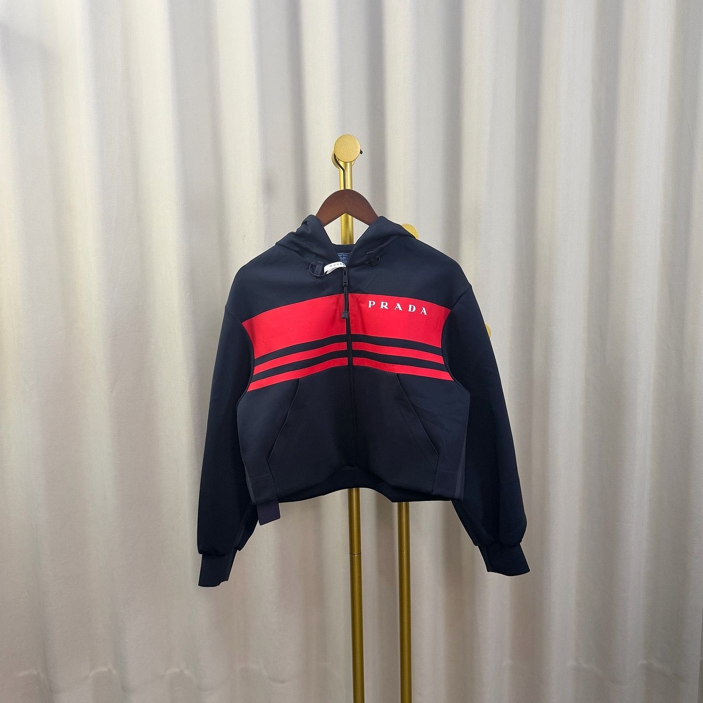 Prada Prada Logo Stripe Zip-Up Hoodie Jacket Size S Size S / US 4 / IT 40 - 1 Thumbnail
