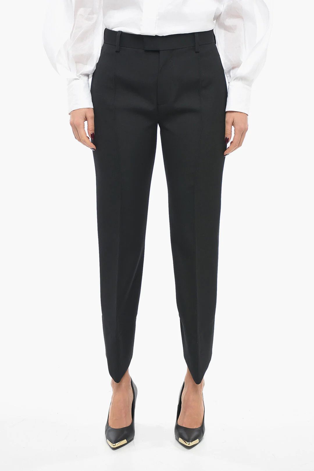Bottega Veneta og1mm0426 One-Pleat Wool Pant in Black Size 25" / US 0 / IT 36 - 1 Thumbnail
