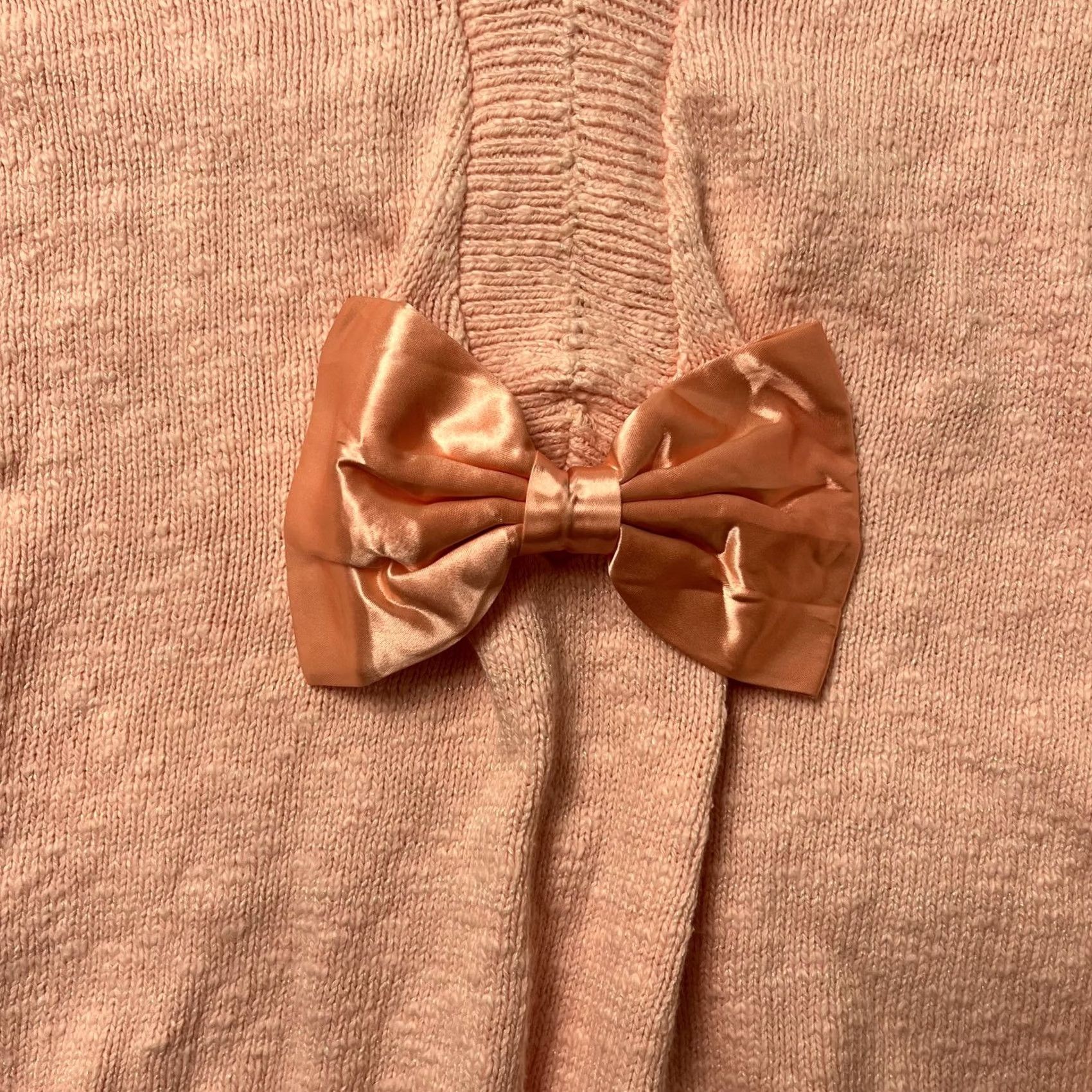 Vintage VINTAGE Sweater Womens Large Pink Knit Pullover V-Neck Satin Bow Long Sleeve Size M / US 6-8 / IT 42-44 - 2 Thumbnail