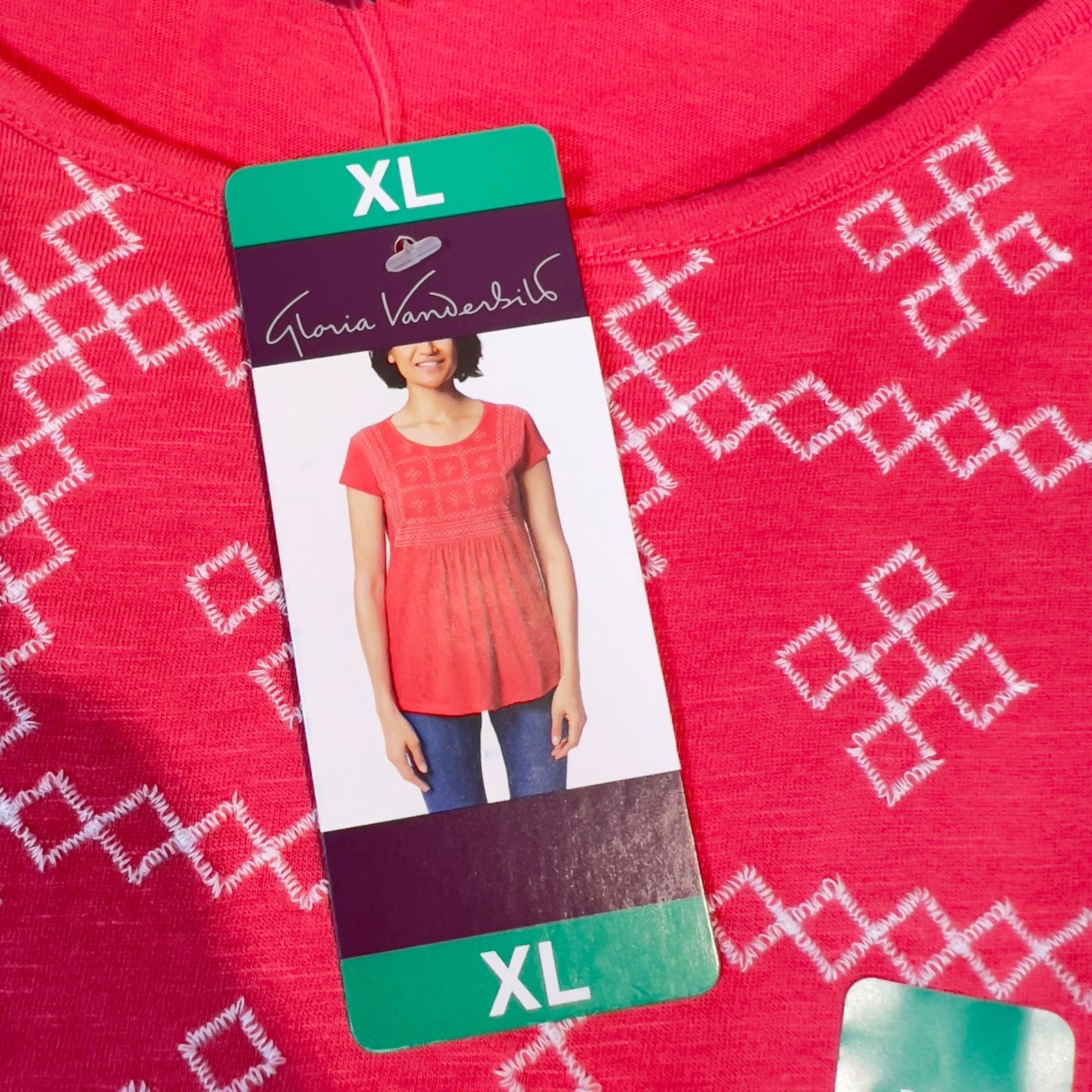 Gloria Vanderbilt Gloria Vanderbilt Scoop Neck Shirt Woman XL NEW Embroidery Size XL / US 12-14 / IT 48-50 - 3 Thumbnail