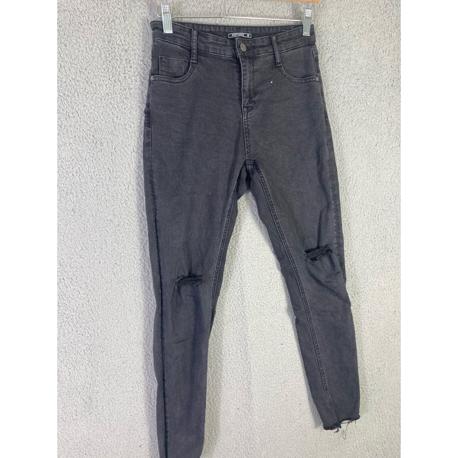 Other Kootinsen Women's Distressed Tapered Skinny Jeans Black 25 Size 25" / US 0 / IT 36 - 9 Thumbnail