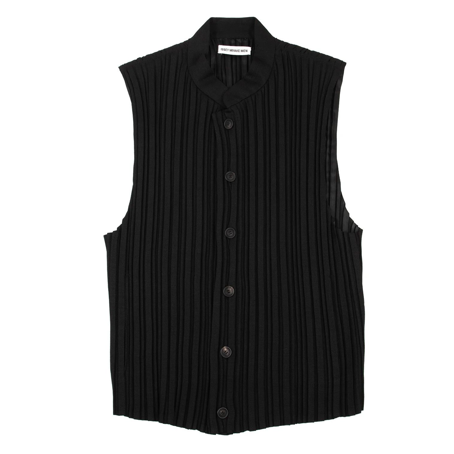 Issey Miyake Pleated Stand Collar Vest in Black XL Size US XL / EU 56 / 4 - 1 Thumbnail