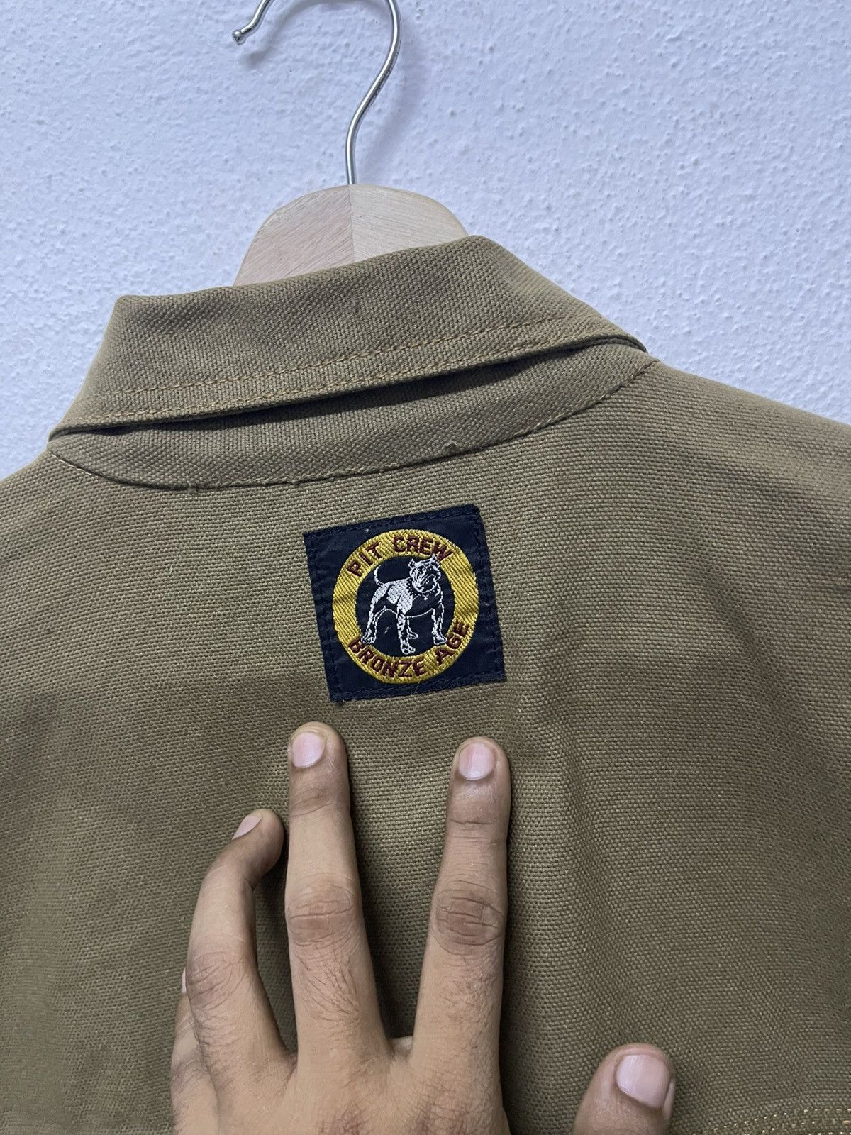 Vintage 1990s BRONZE AGE PIT CREW MOSS GREEN CANVAS CORE JACKET RARE Size US XXL / EU 58 / 5 - 20 Thumbnail