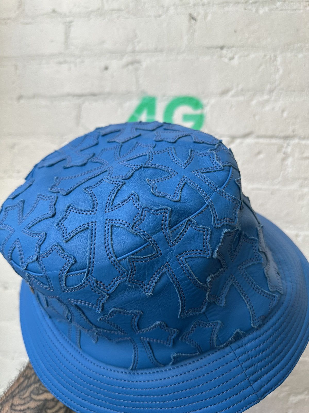 Chrome Hearts Chrome Hearts Turquoise CROSS PATCH FLOOD Bucket leather hat Size ONE SIZE - 7 Thumbnail