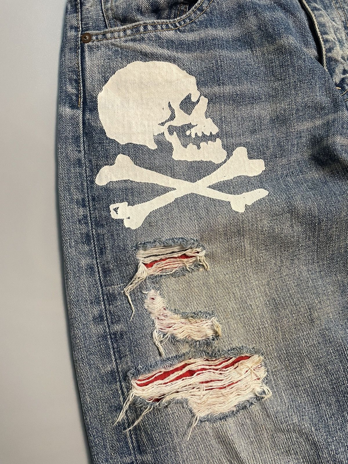 If Six Was Nine RNA Punk Skull Distressed Denim Size US 32 / EU 48 - 6 Thumbnail
