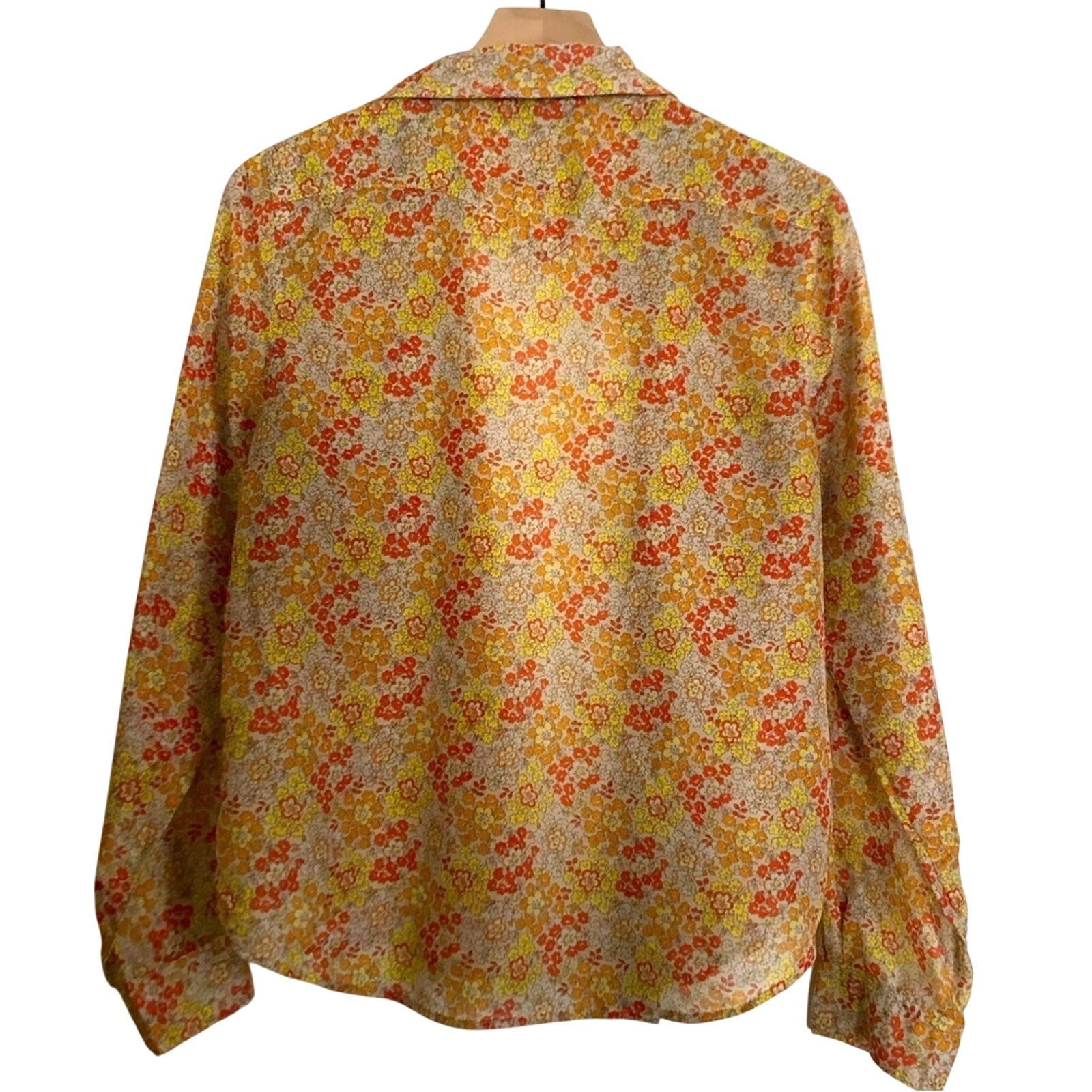 Vince Camuto Two by Vince Camuto Red Orange Yellow Floral Blouse Top Size L / US 10 / IT 46 - 2 Thumbnail