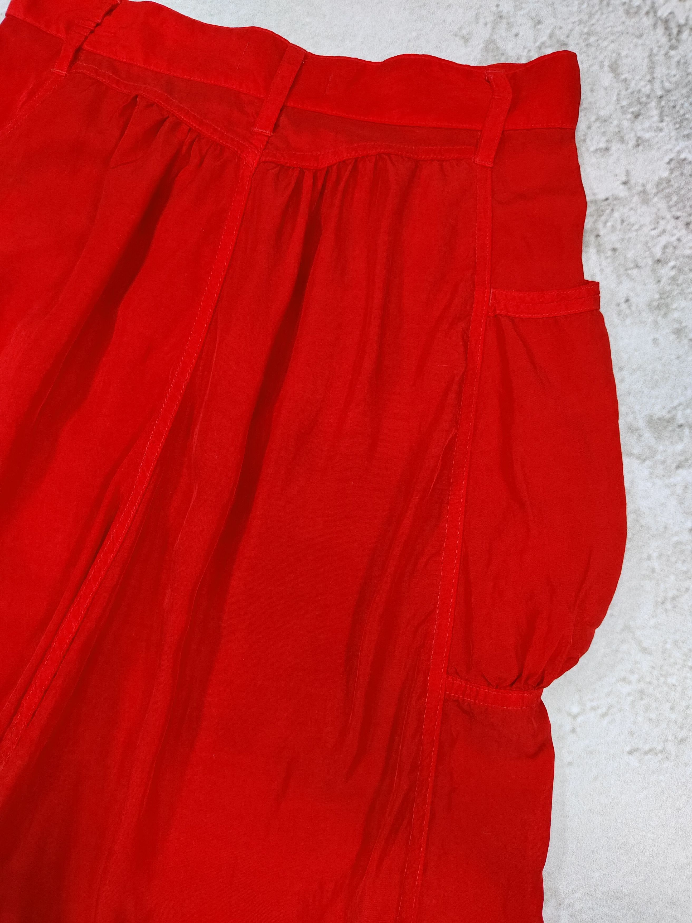Zucca 2000s ZUCCA- Drop Crotch Cropped Pants Bright Red Size 30" / US 8 / IT 44 - 4 Thumbnail
