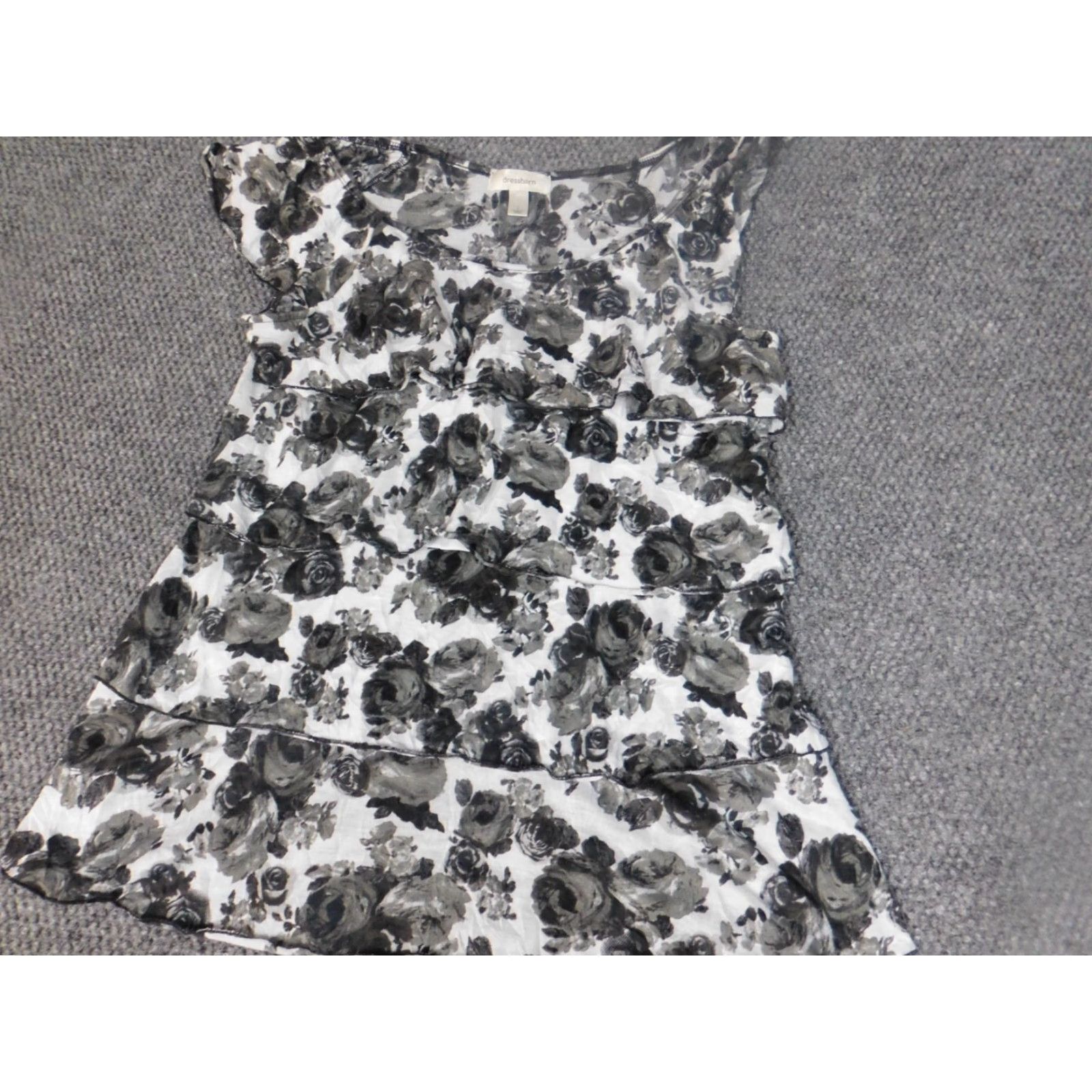 Vintage Dressbarn Womens Blouse L Gray Floral Pullover Casual Lightweight Polyester Rayon Shirt Top Size L / US 10 / IT 46 - 3 Thumbnail