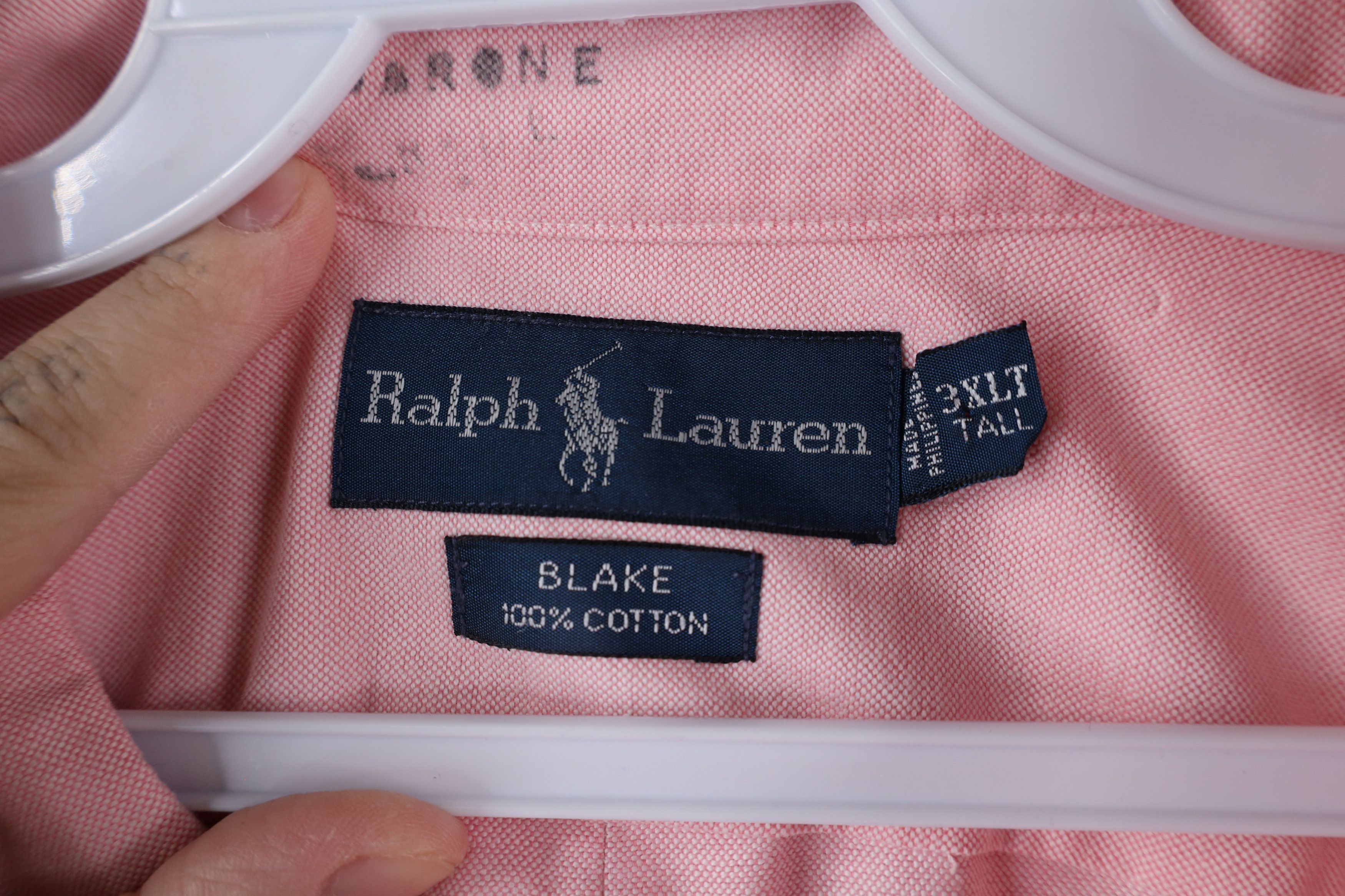 Ralph Lauren × Vintage Vintage 90s Ralph Lauren Oxford Button Down Shirt Pink Size US XXL / EU 58 / 5 - 7 Thumbnail