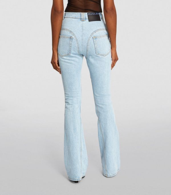 Mugler o1s22i1n1024 Skinny Flared Jeans in Light Blue Size 25" / US 0 / IT 36 - 3 Thumbnail