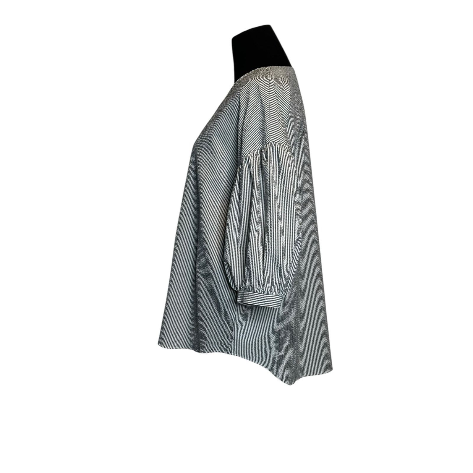 MOUSSY Moussy gray white striped 3/4 sleeves blouse size Free Size Size ONE SIZE - 8 Thumbnail