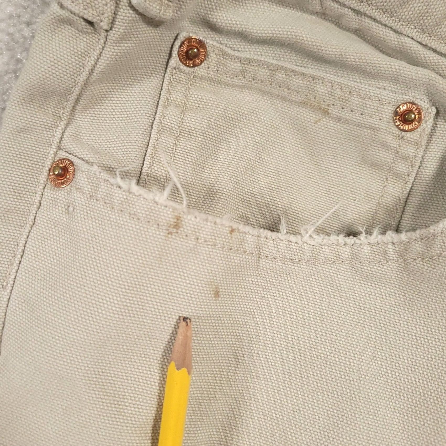 Vintage Columbia Pants Mens 36x32 Beige Cotton Canvas 5 Pocket Hiking Workwear Pants Size US 36 / EU 52 - 5 Thumbnail