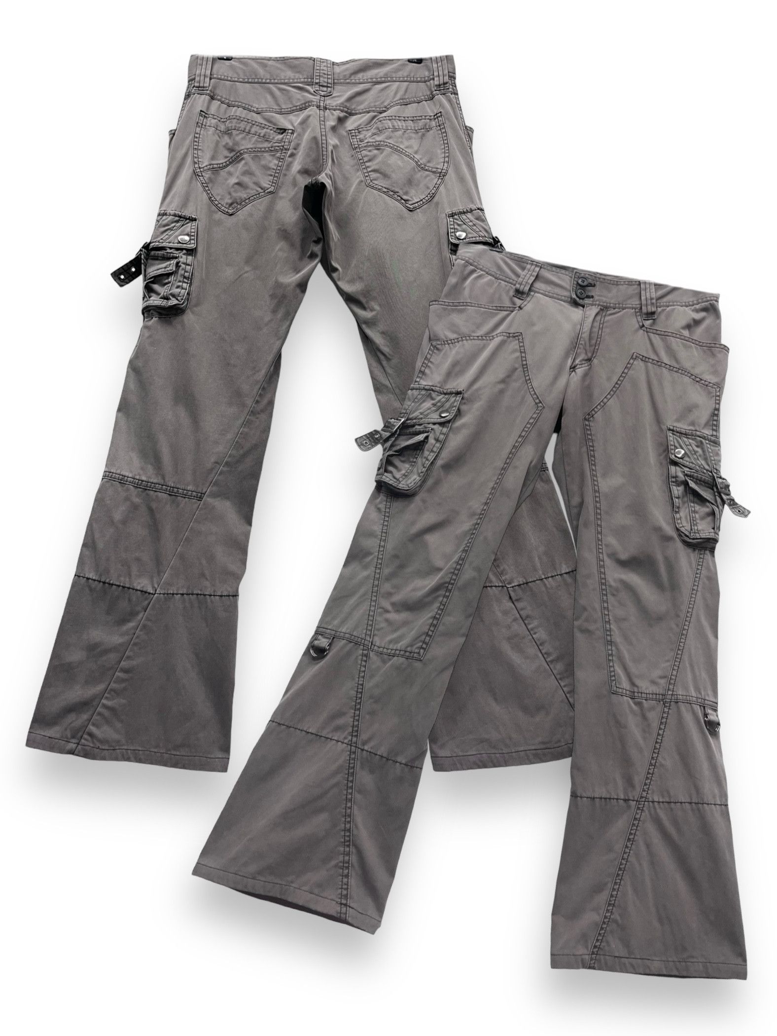 Michel Klein FYE🔥90’s MICHEL KLEIN HOMME Double Knee Bondage Flare Cargo Size US 31 - 3 Thumbnail